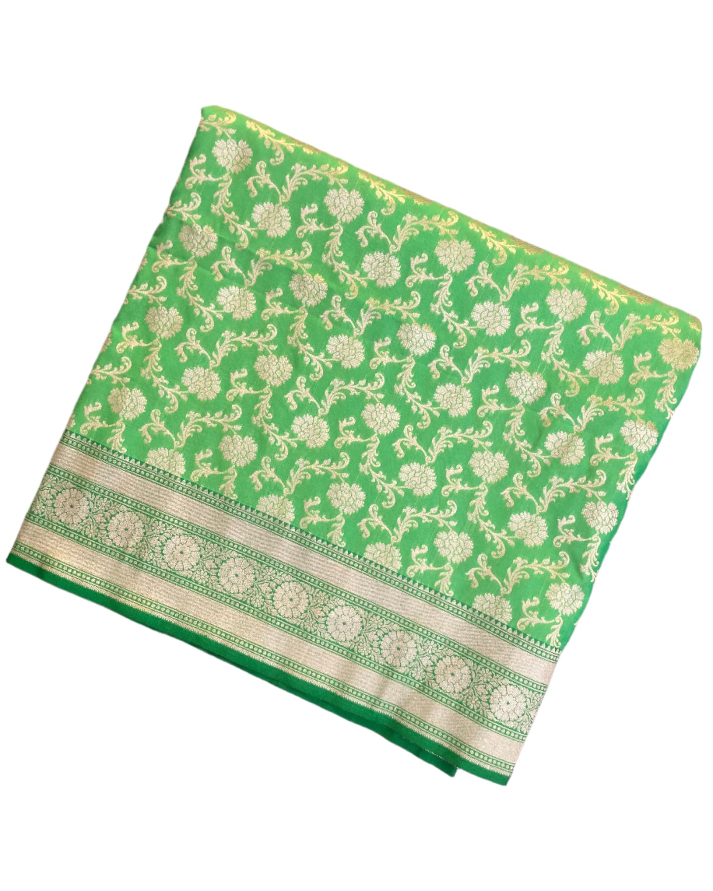 Lime Green Banarasi Katan Saree