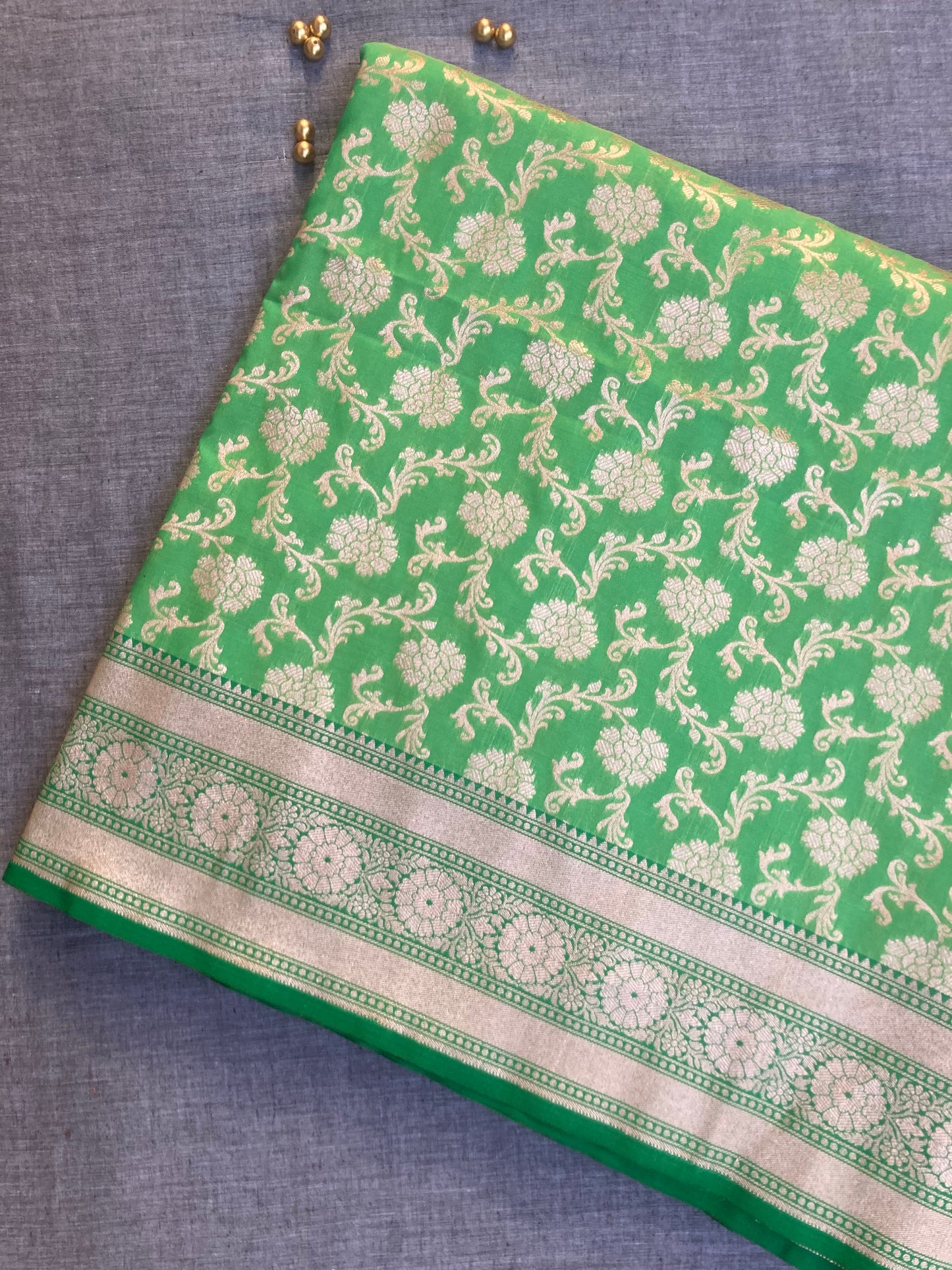 Lime Green Banarasi Katan Saree