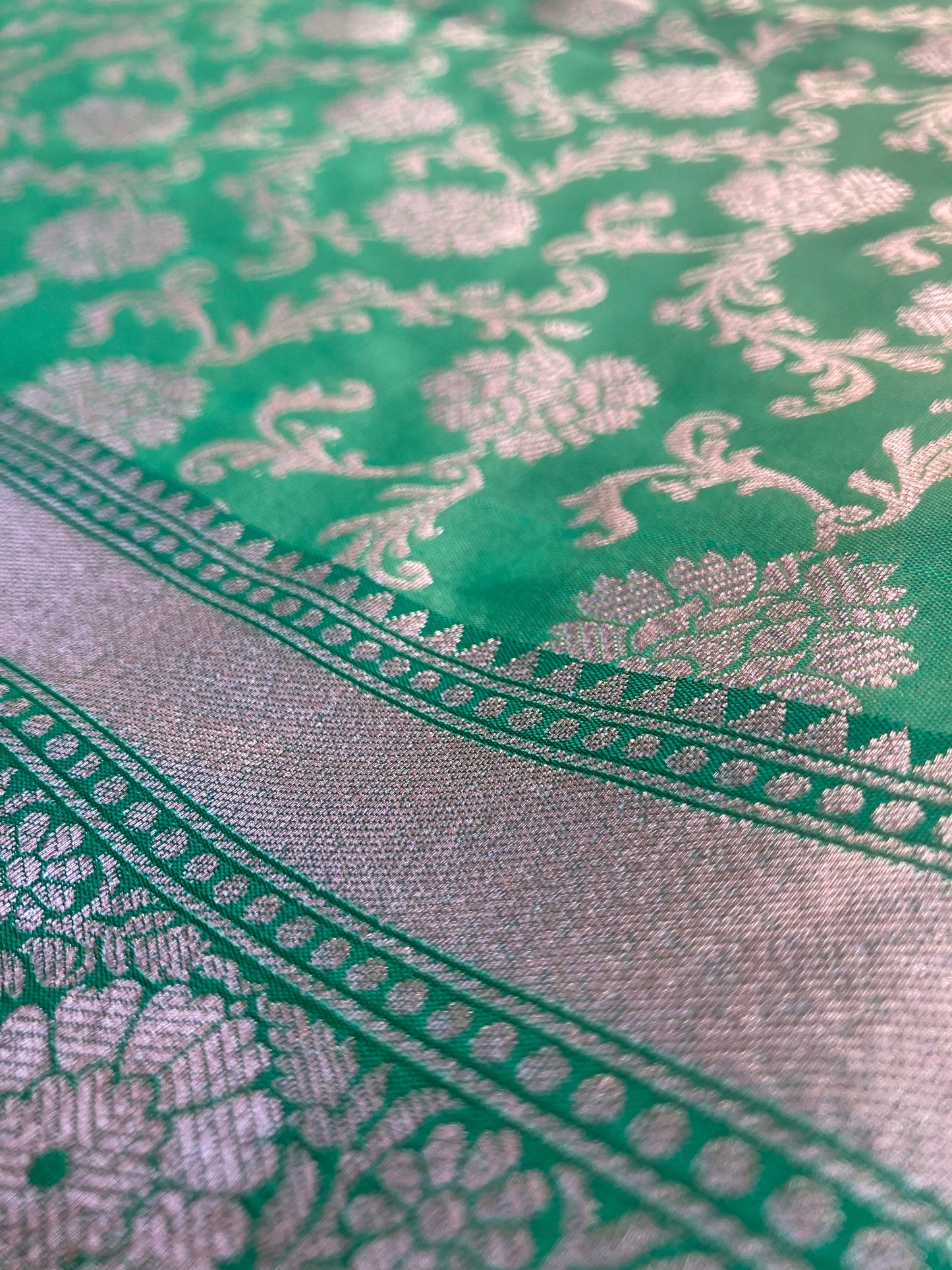 Lime Green Banarasi Katan Saree