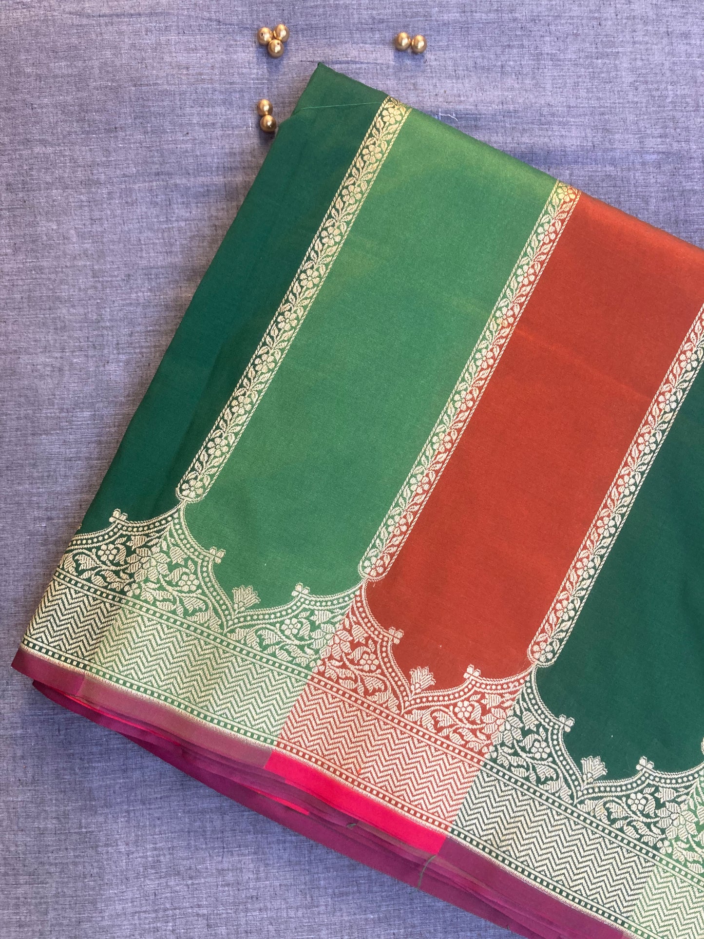 Jungle Green Banarasi Katan Saree