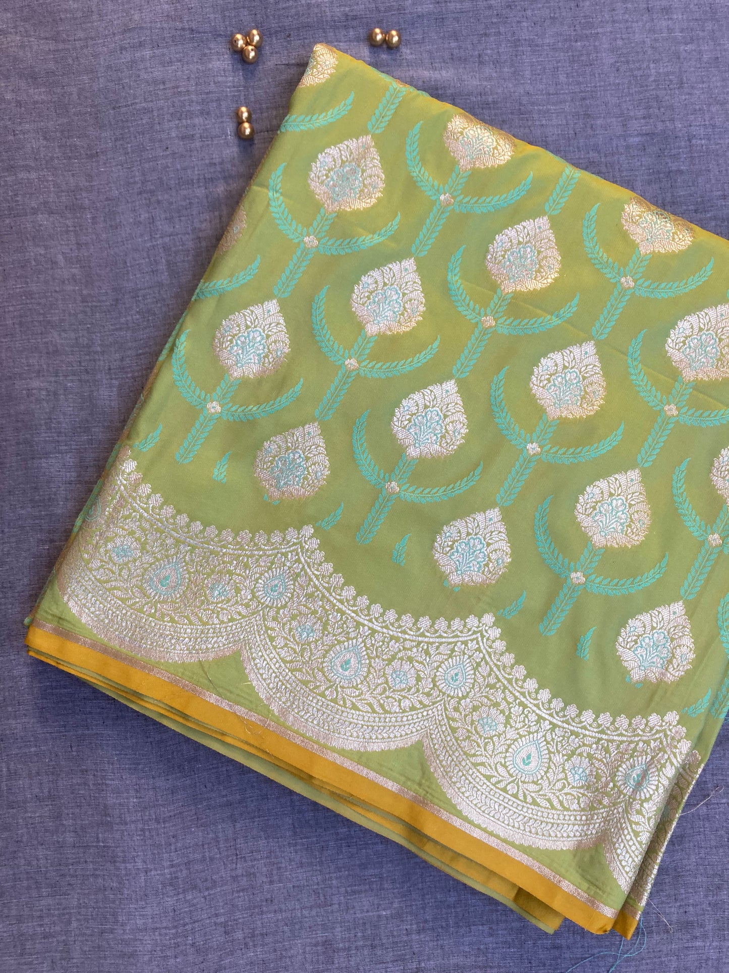 Fern Green Banarasi Saree
