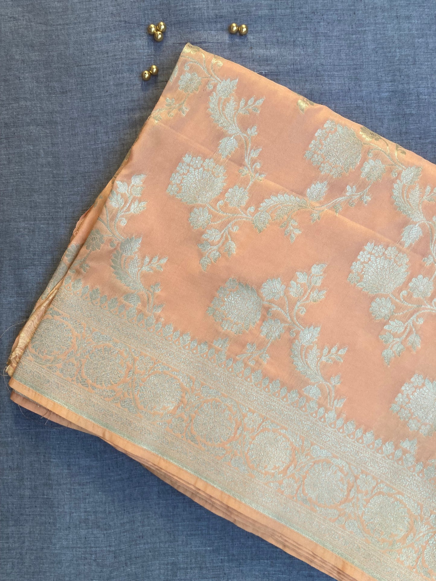 Ivory Banarasi Katan Saree