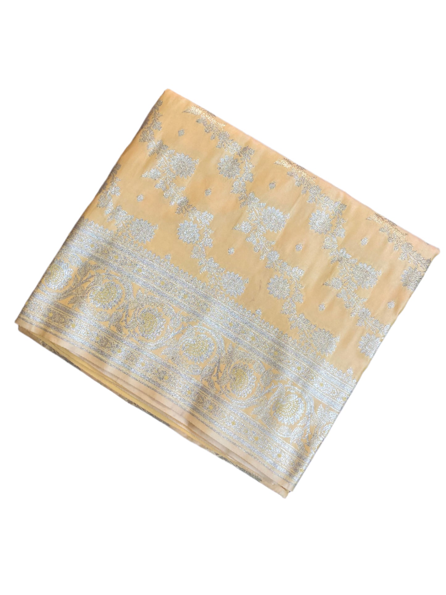 Canary Yellow Banarasi Satin Saree
