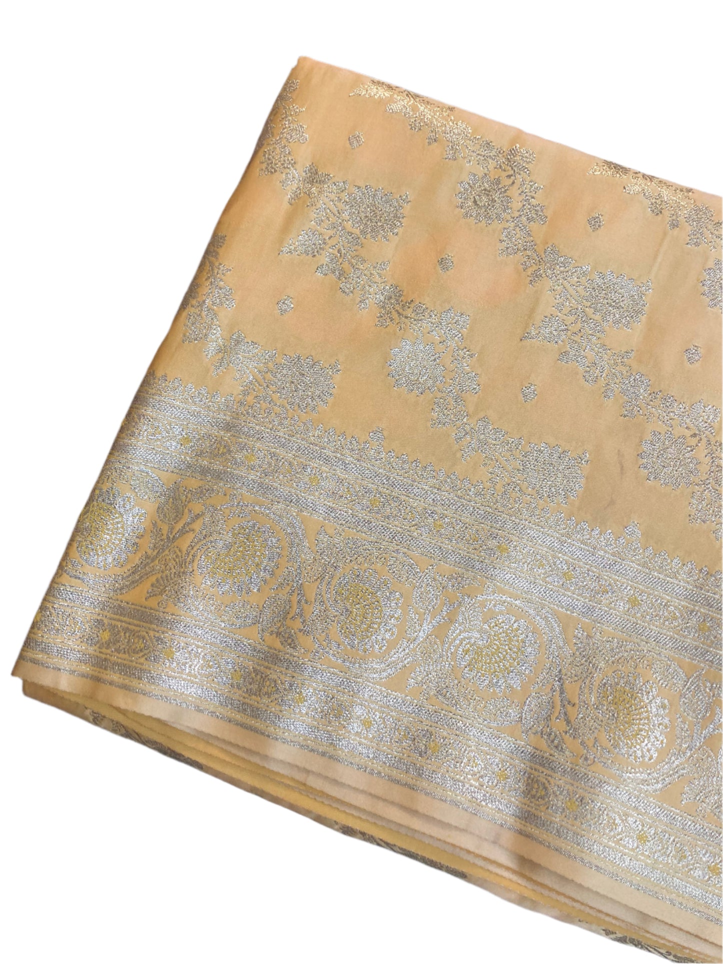 Canary Yellow Banarasi Satin Saree