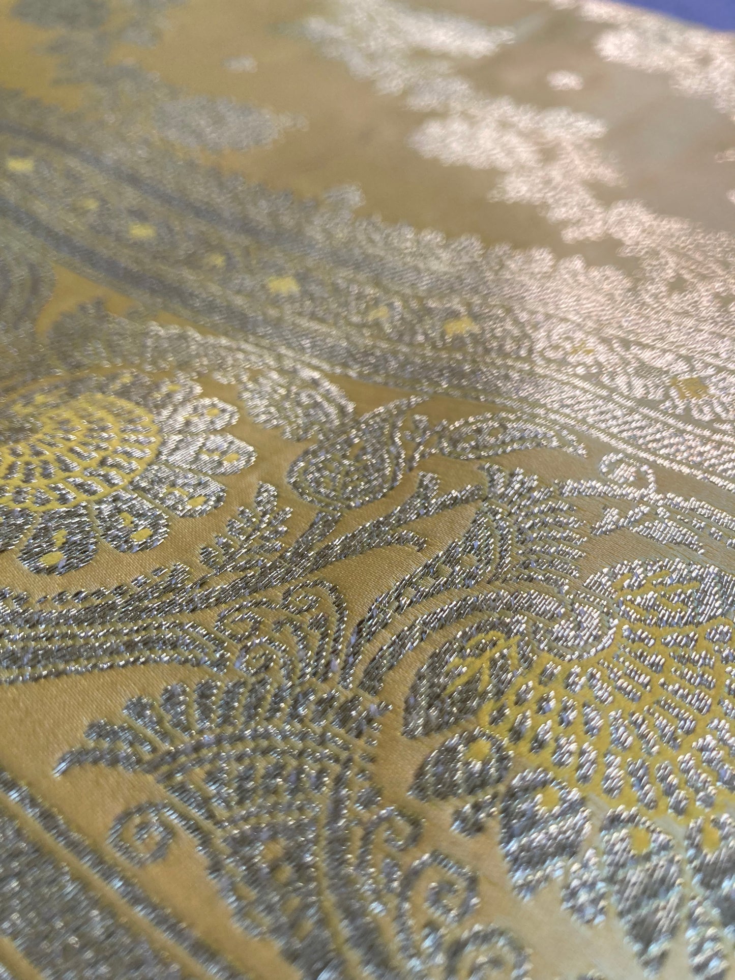 Canary Yellow Banarasi Satin Saree