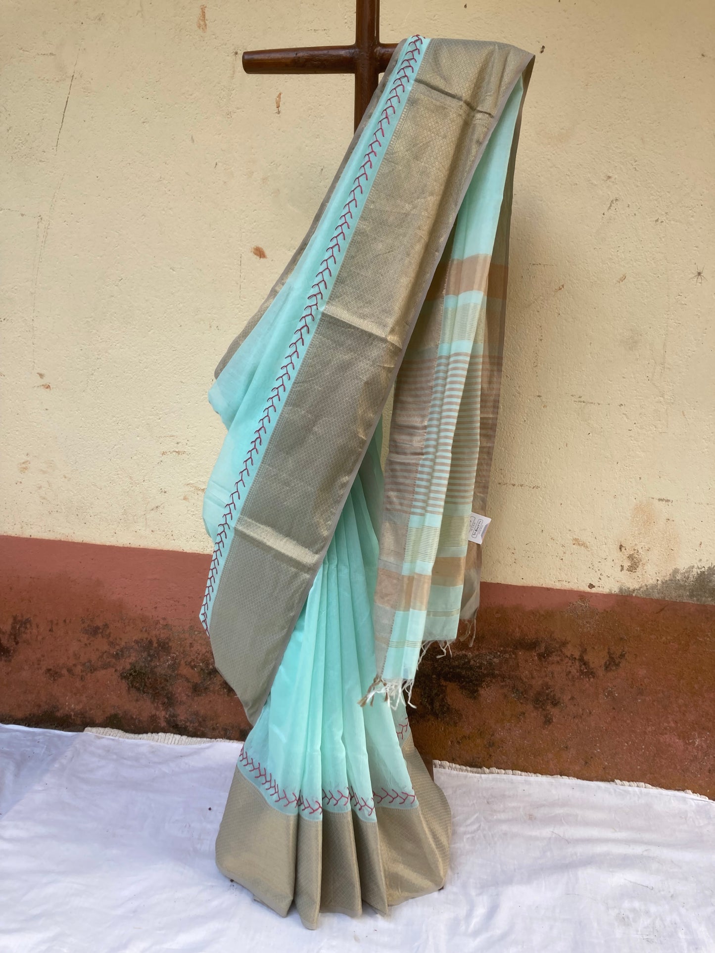 Mint Green Maheshwari Saree