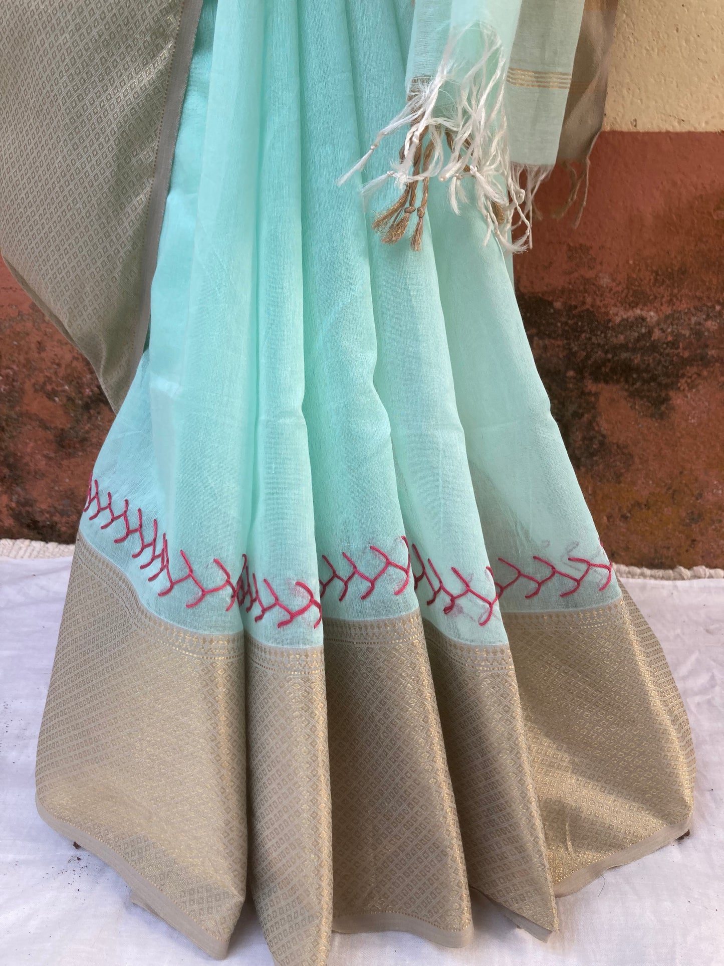 Mint Green Maheshwari Saree