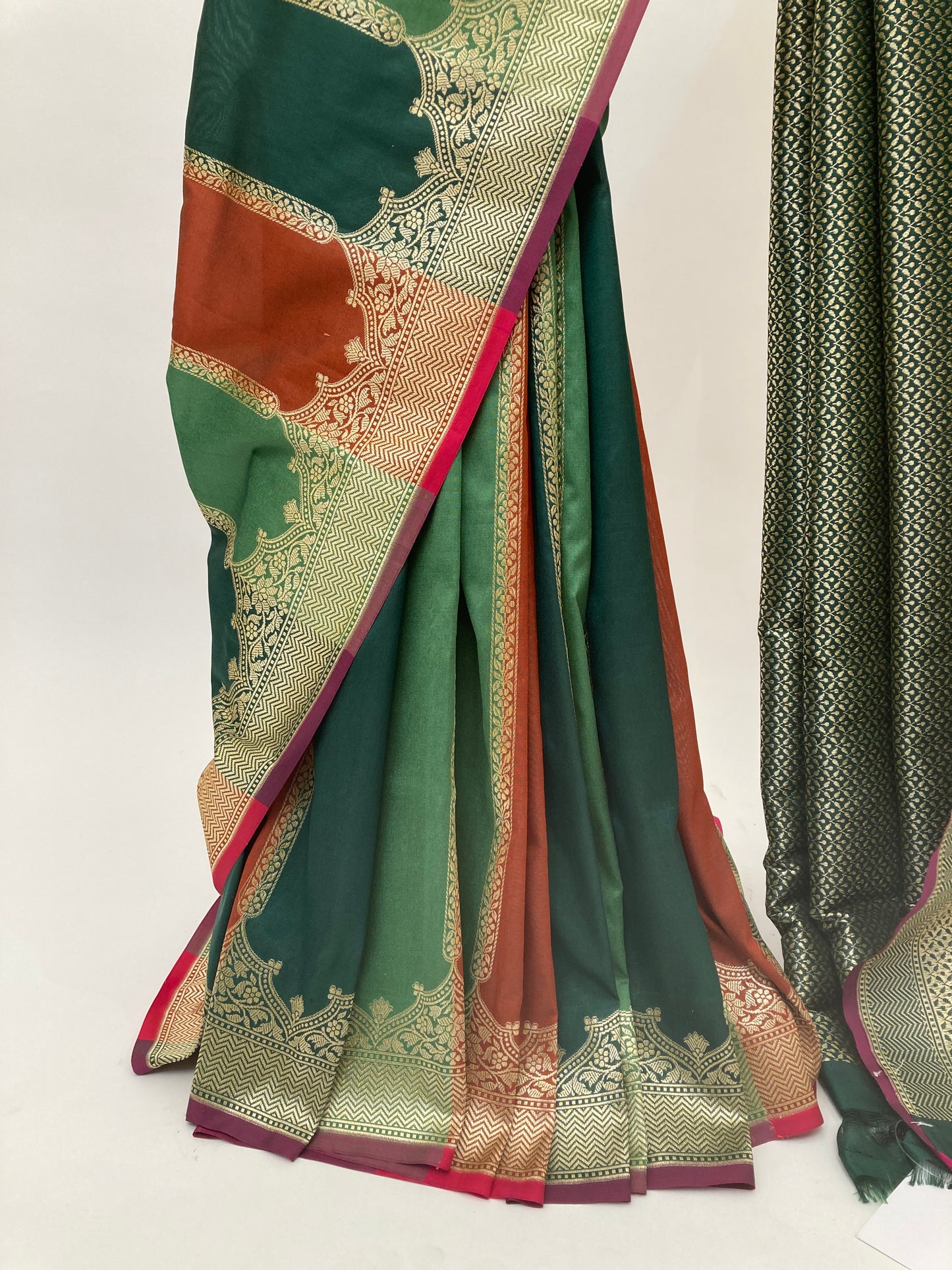 Jungle Green Banarasi Katan Saree