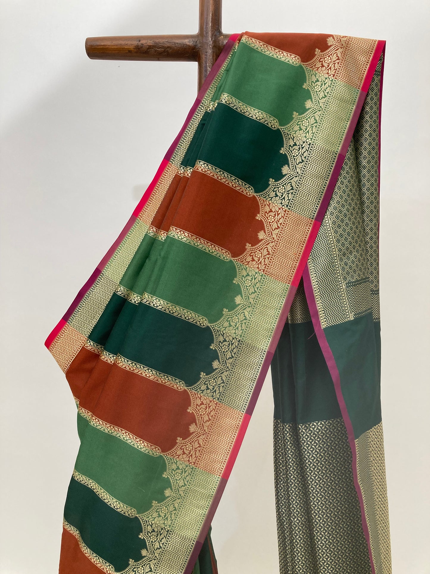 Jungle Green Banarasi Katan Saree