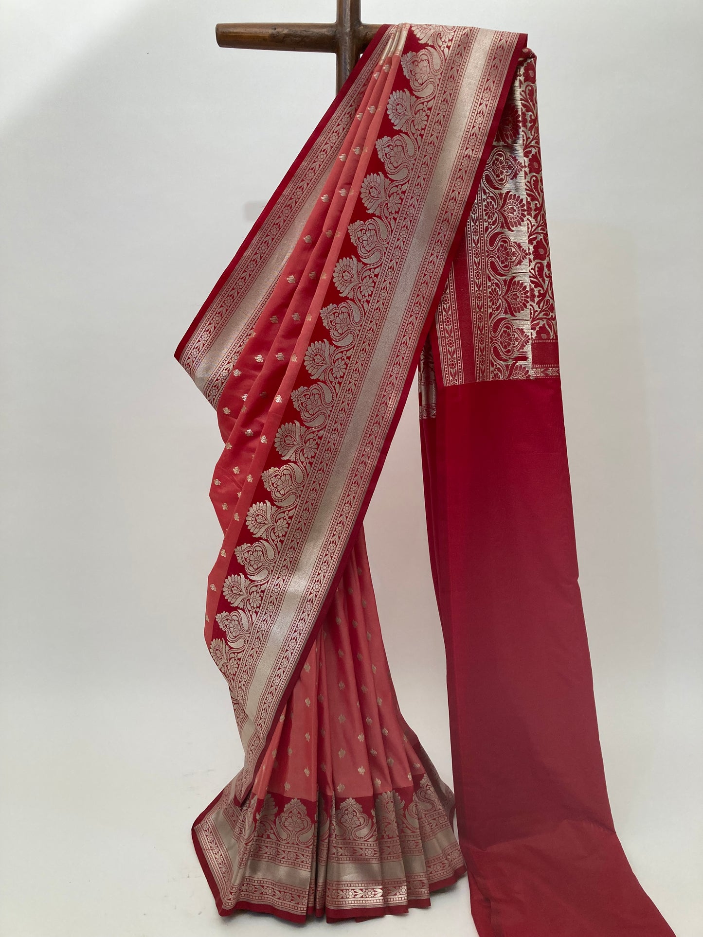 Vermilion Banarasi Katan Saree