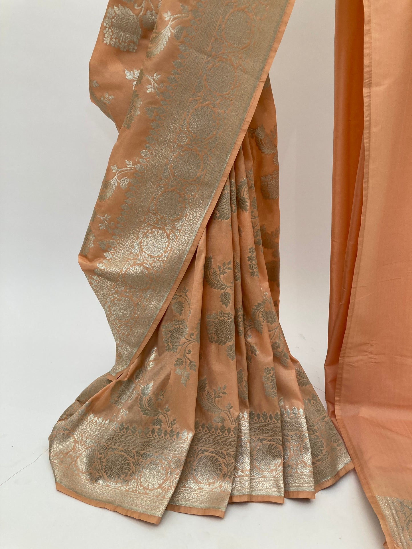 Ivory Banarasi Katan Saree