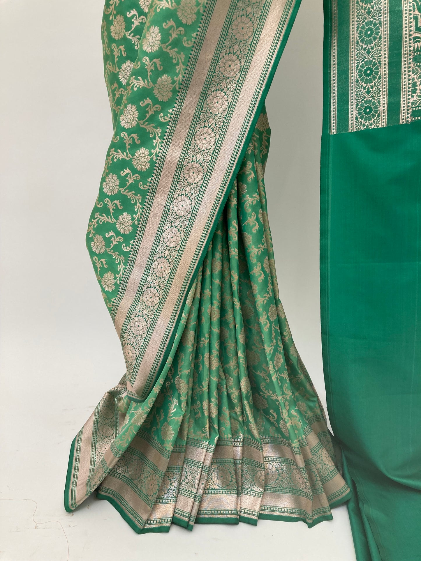 Lime Green Banarasi Katan Saree