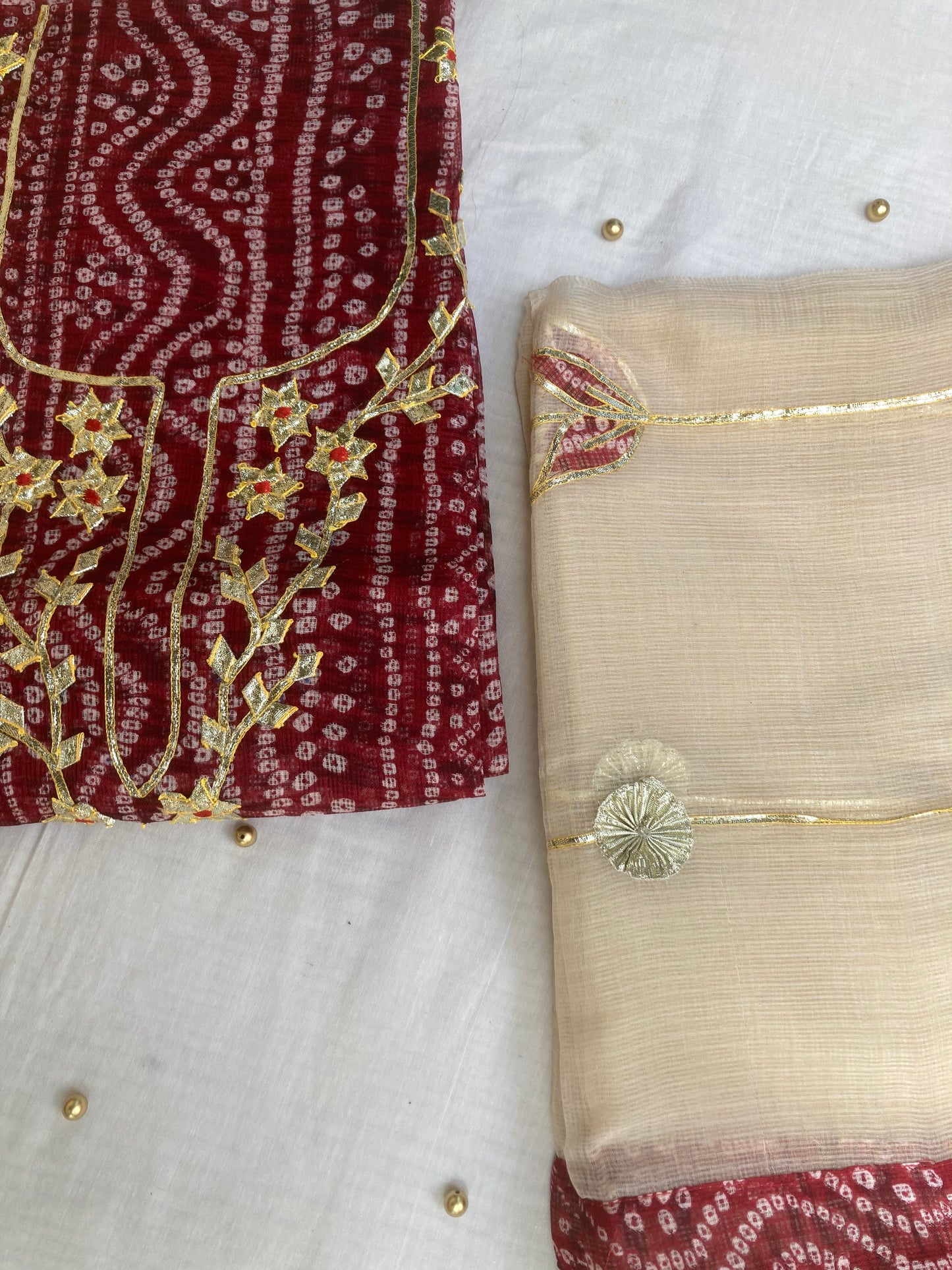 Maroon Kota Doria Dress Material