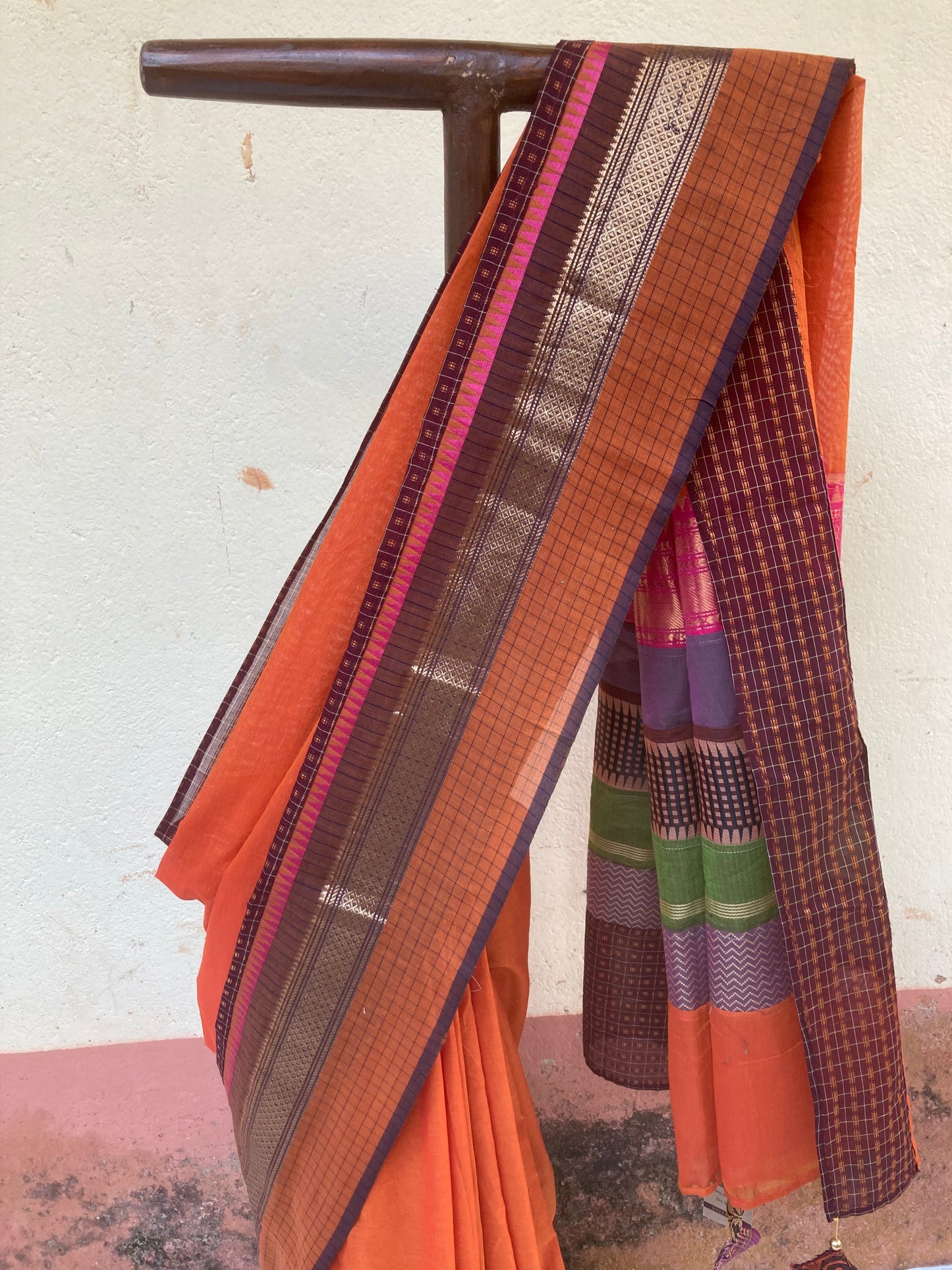 Dark Orange Maanto Concept Saree
