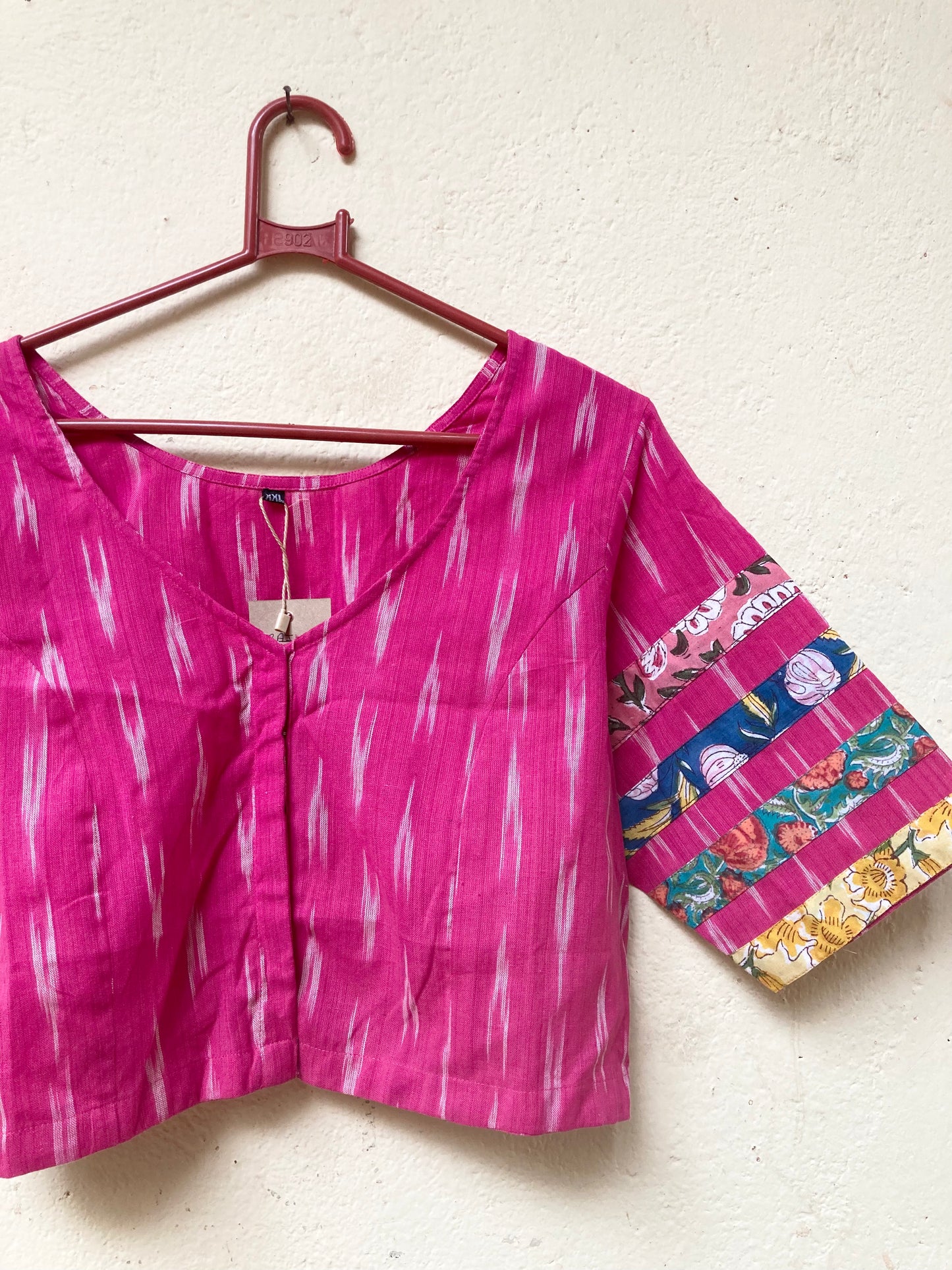 Pink Ikkat Patchwork Blouse