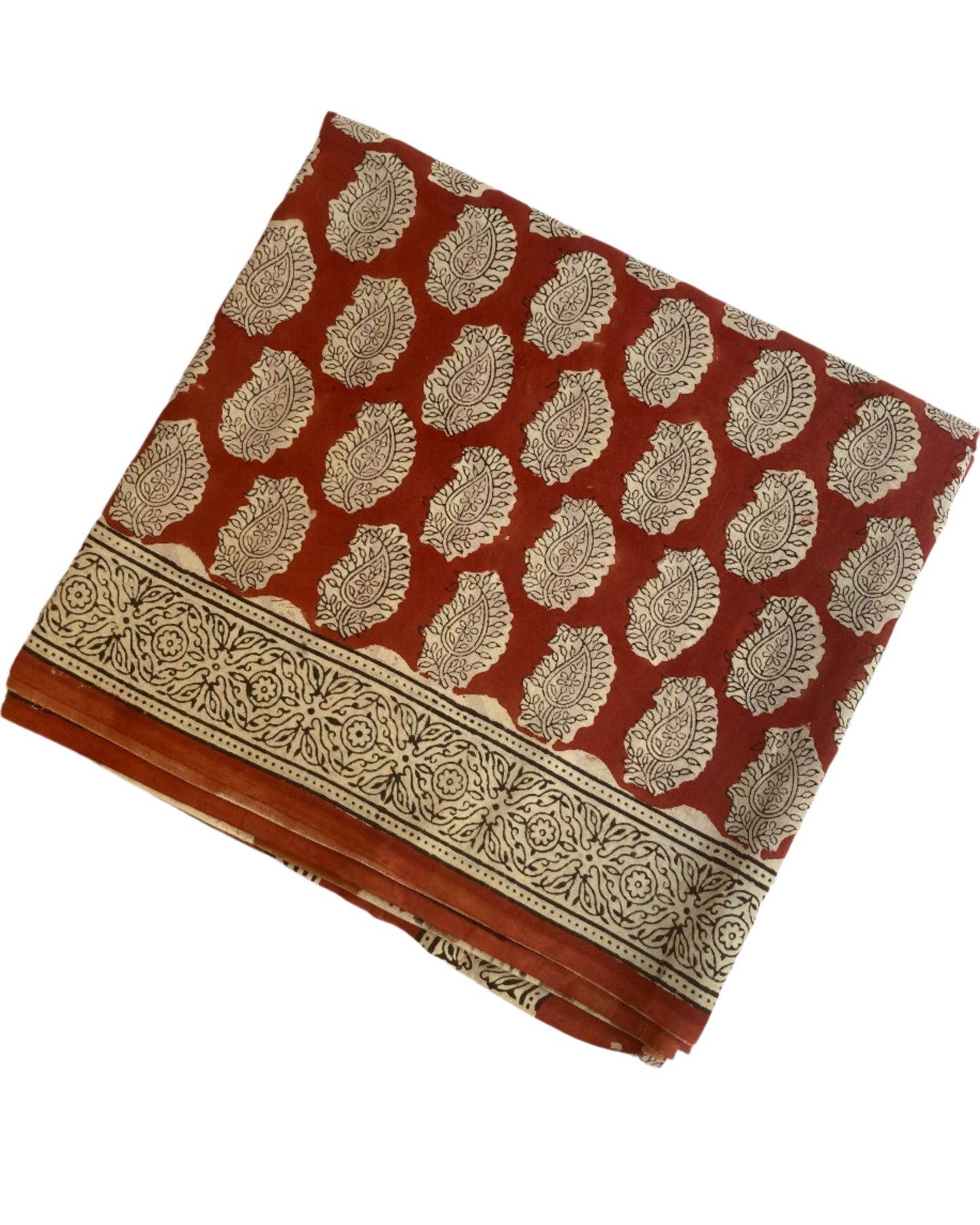 Maroon Block Printed Cotton Saree