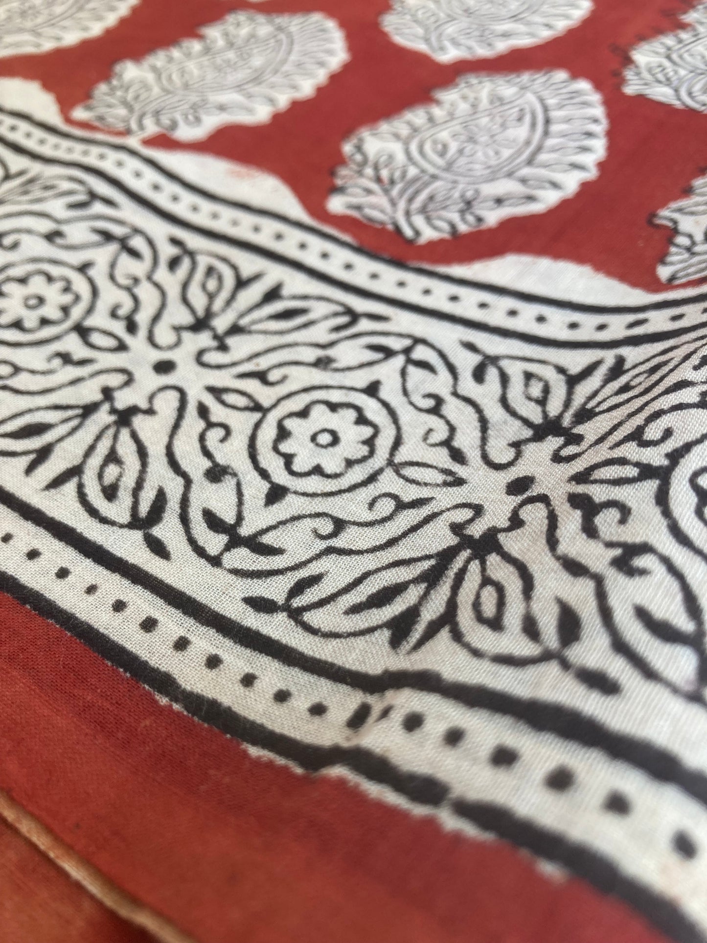Maroon Block Printed Cotton Saree