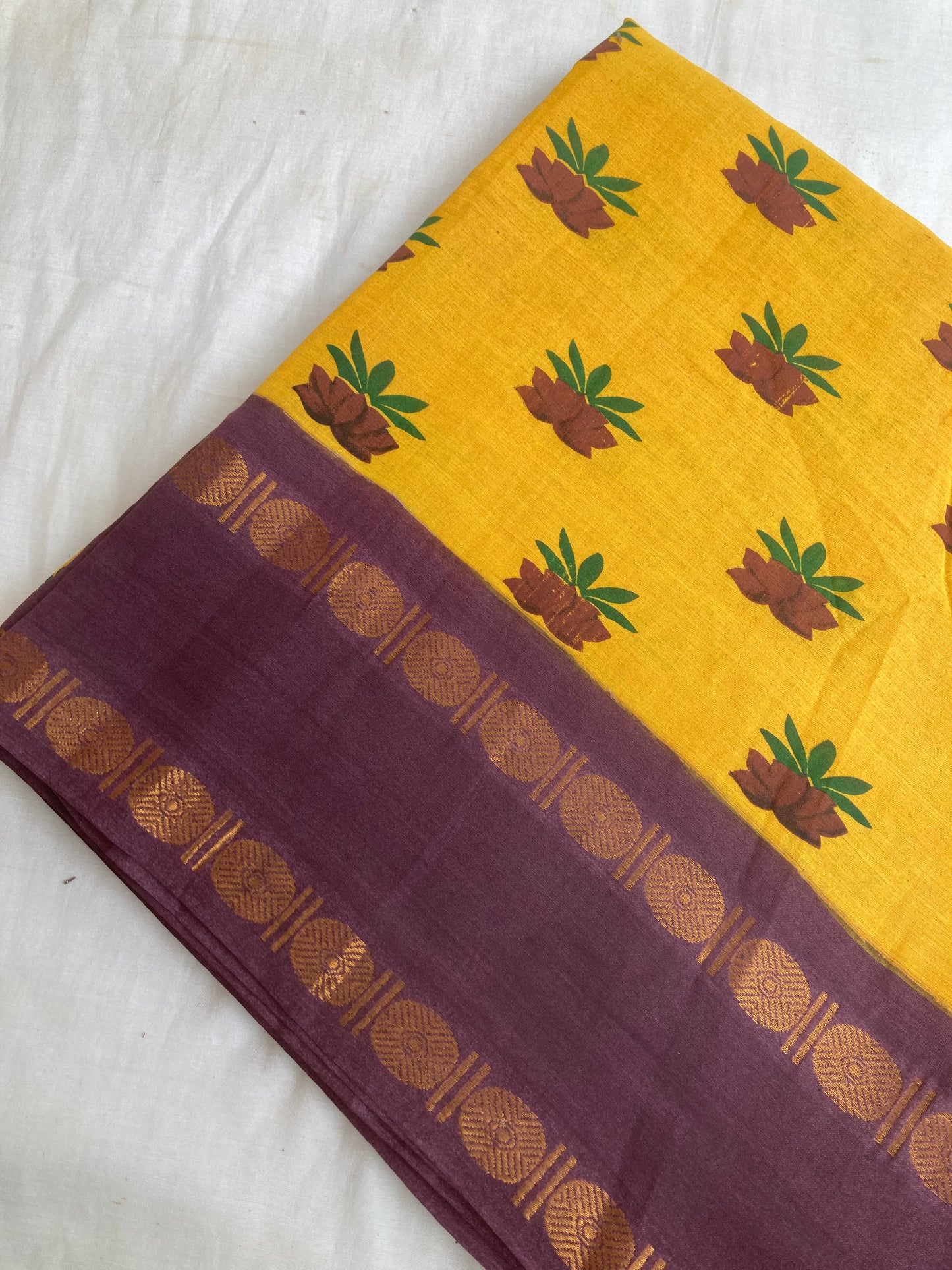 Turmeric Yellow Sungudi Saree