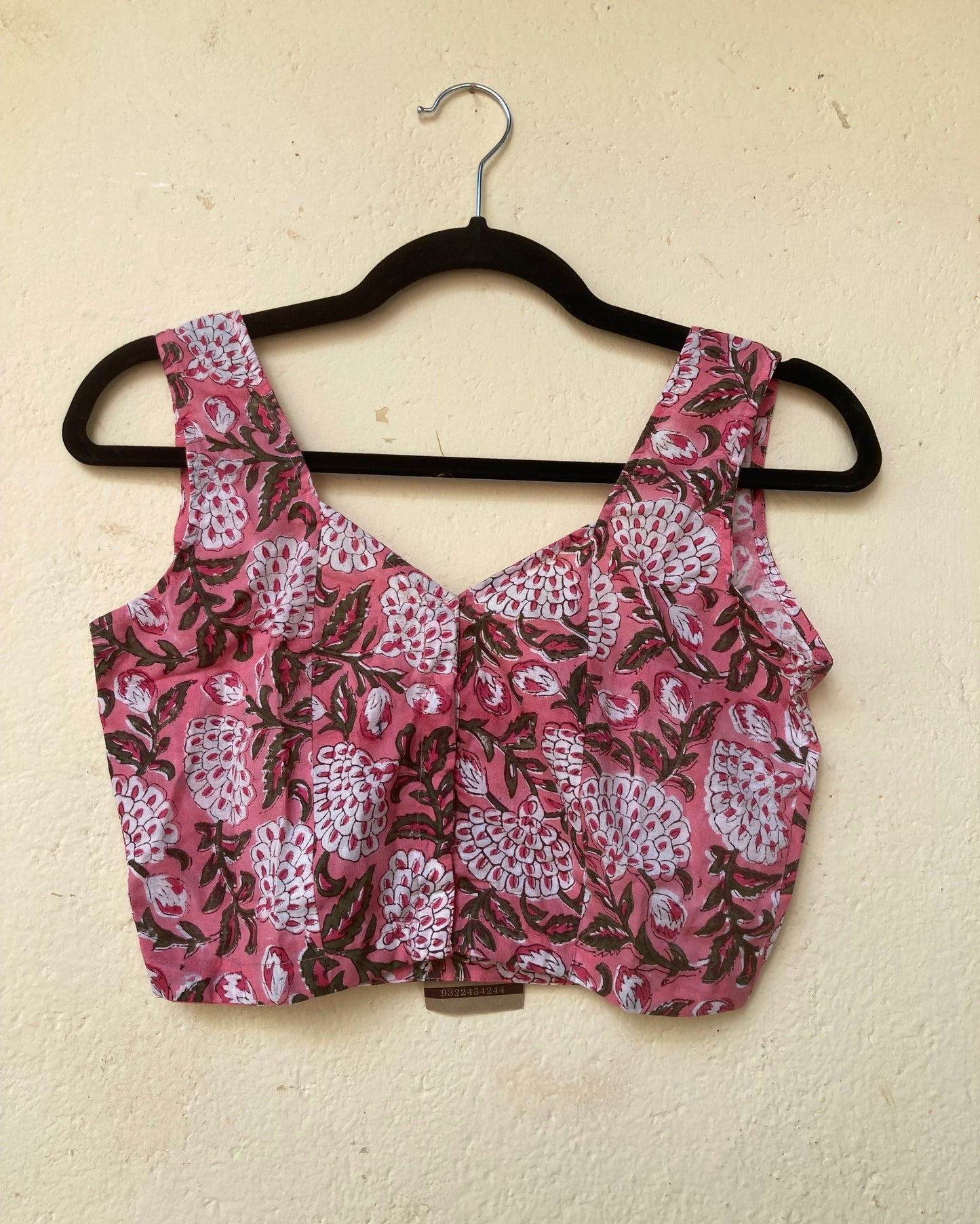 Baby Pink Block Printed Cotton Blouse