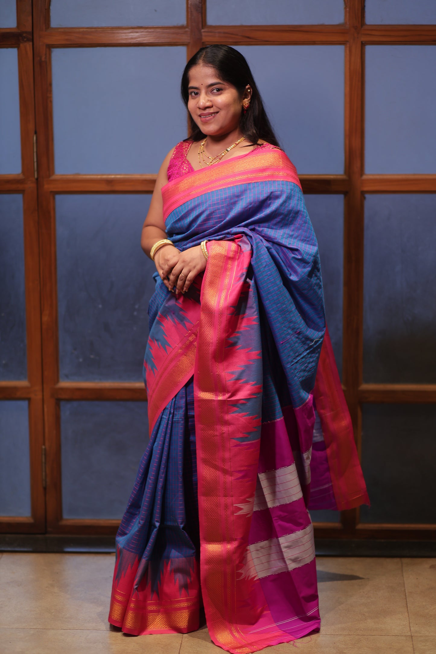 Cobalt Blue Ilkal Saree