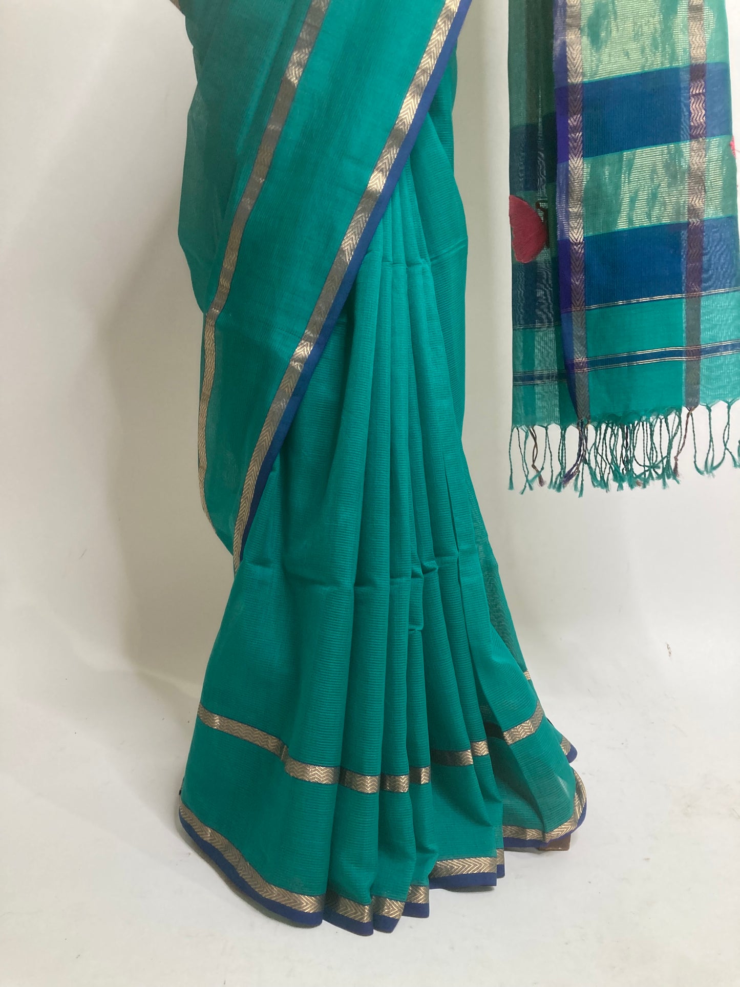 Jungle green Maheshwari saree