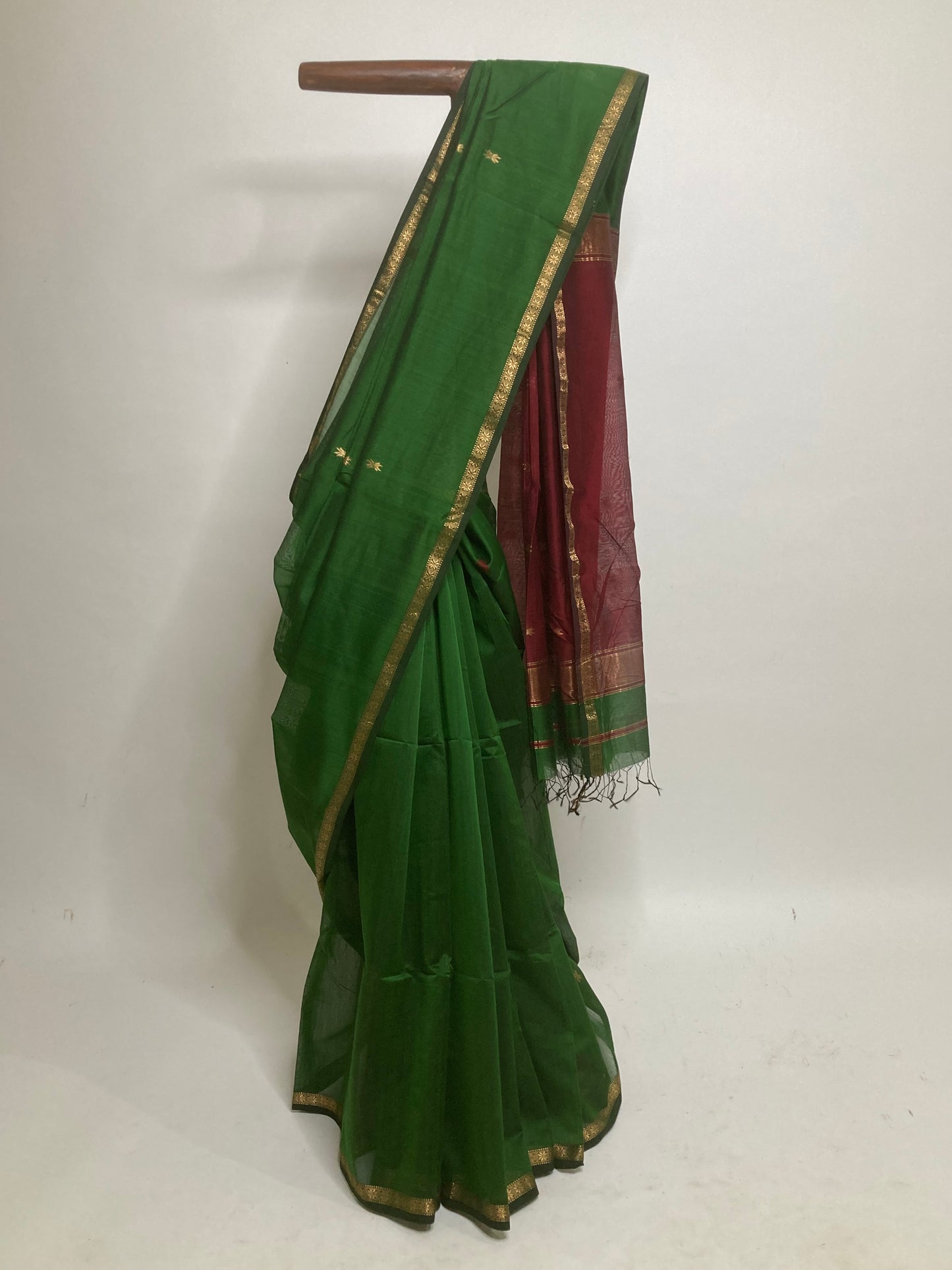 Forest Green Maheshwari Saree