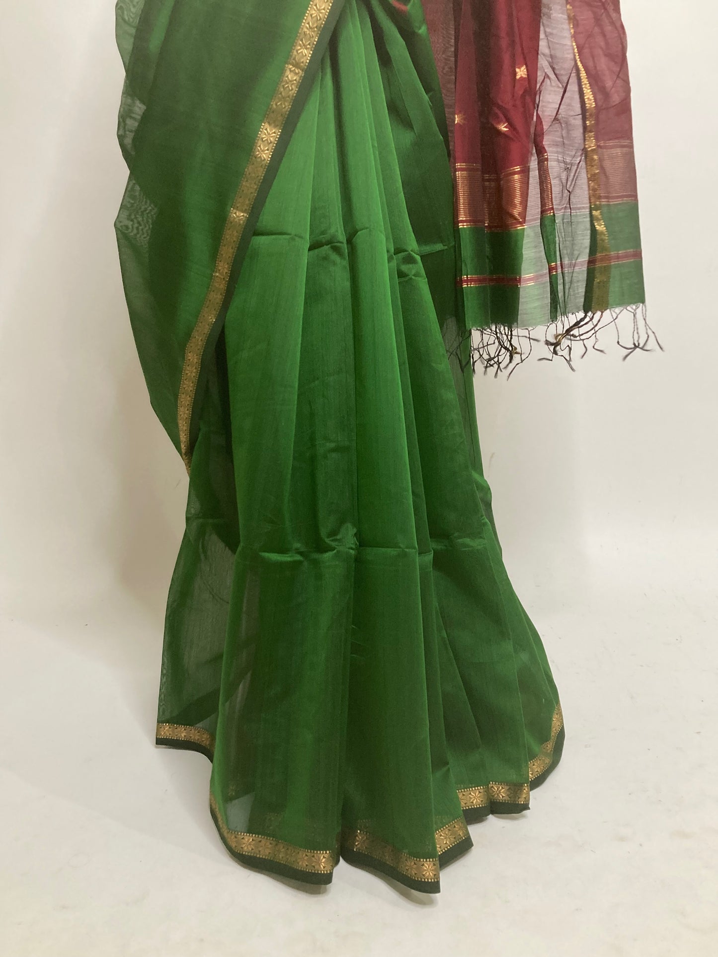 Forest Green Maheshwari Saree