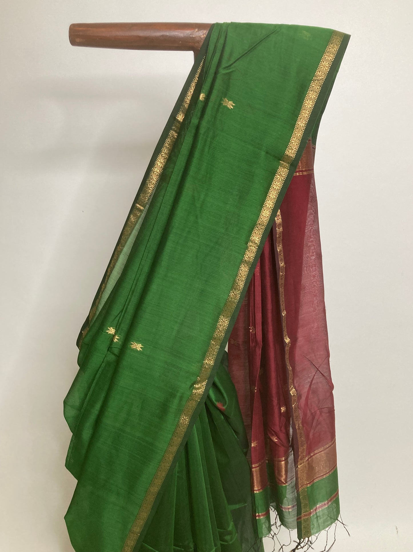 Forest Green Maheshwari Saree