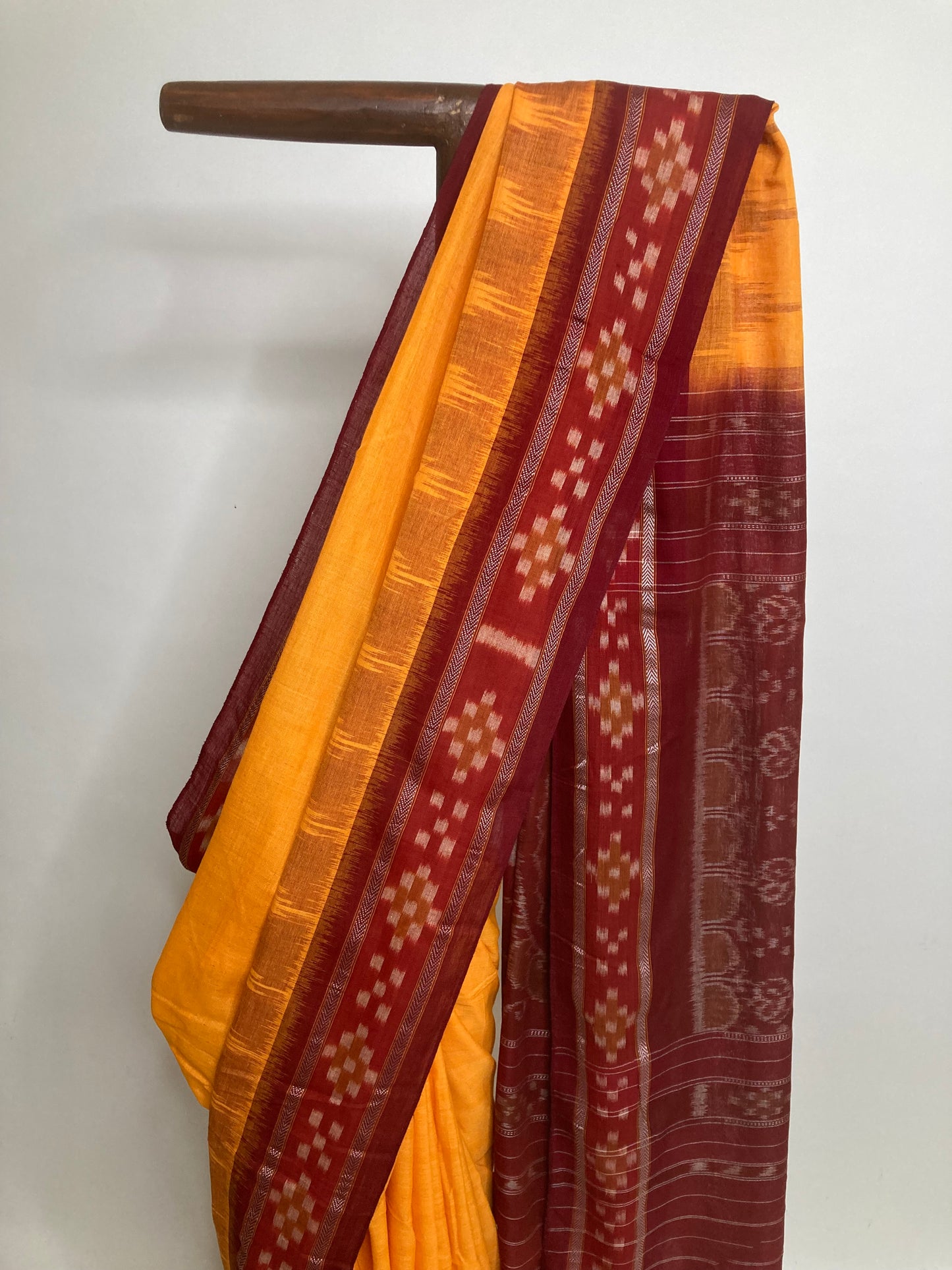 Neon Orange Sambalpuri Ikkat Saree