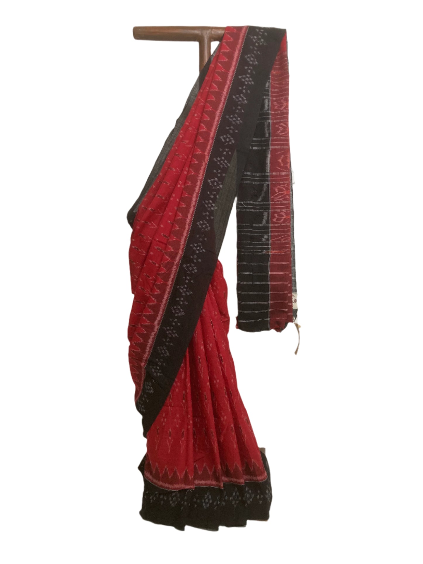 Brick Red Sambalpuri Ikkat saree