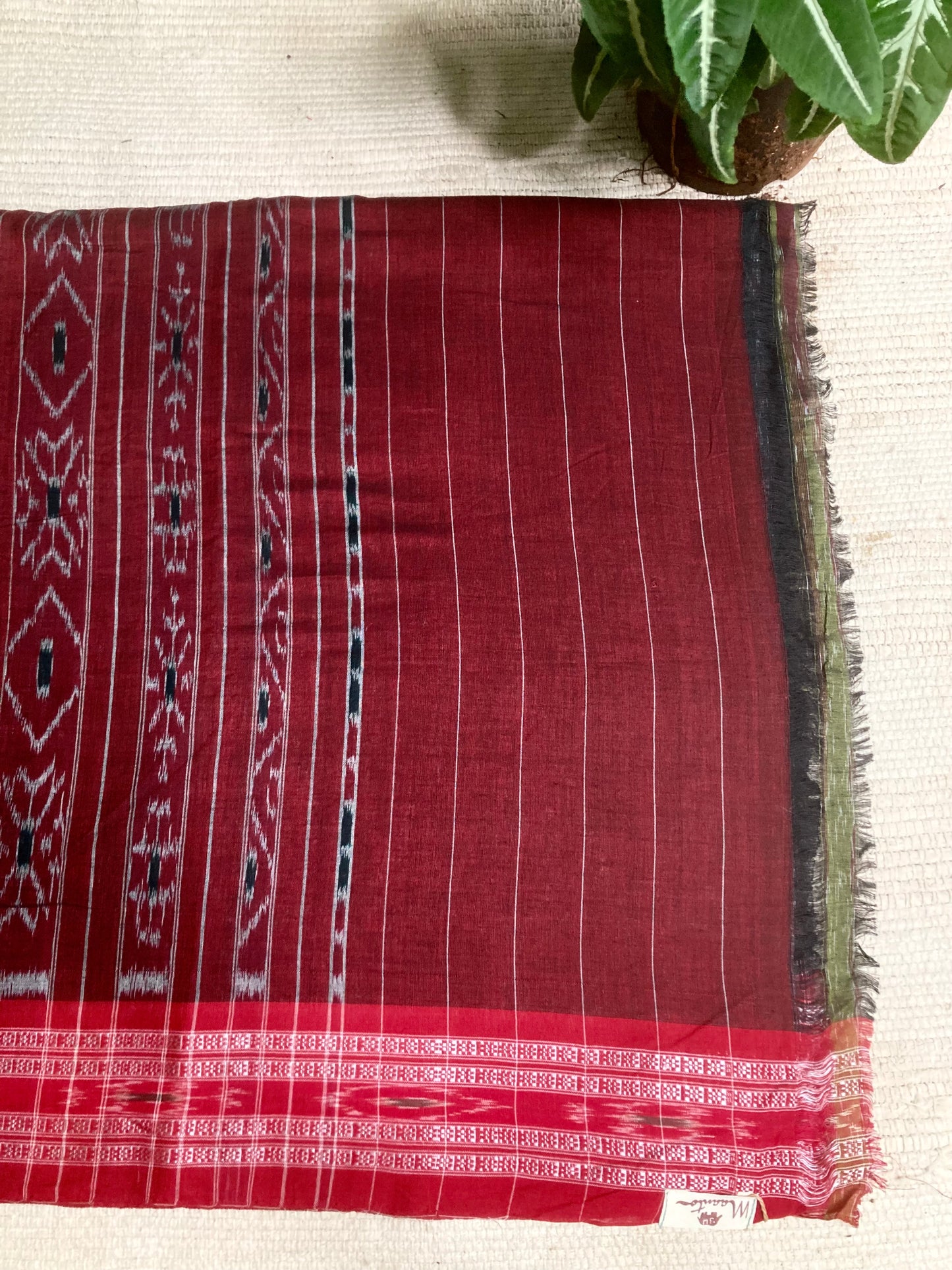 Pine green Sambalpuri Ikkat saree