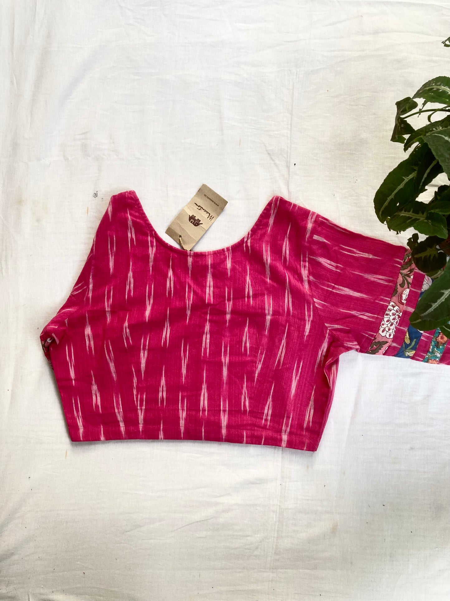Pink Ikkat Patchwork Blouse