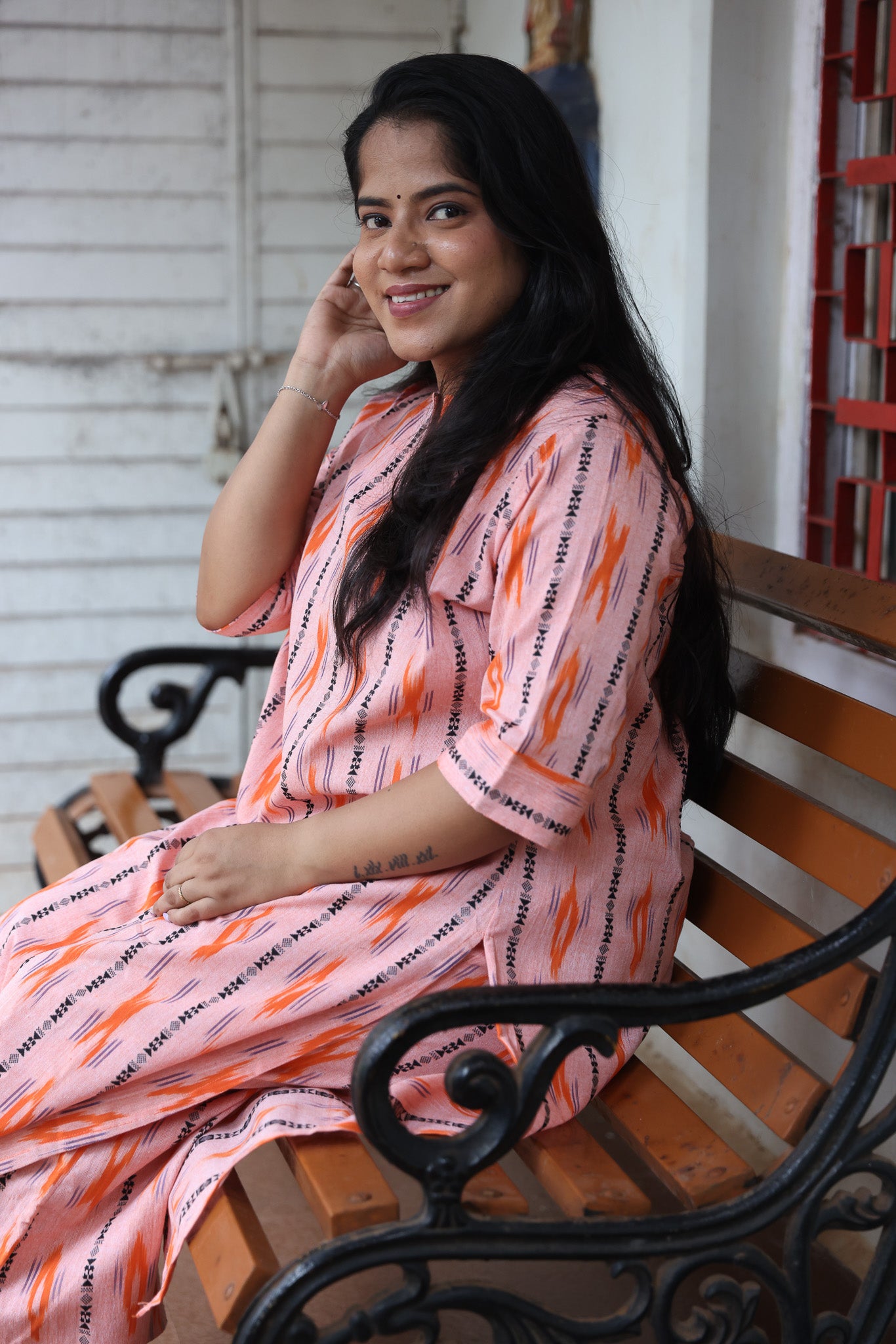 Light Orange Ikkat Co-Ord Set