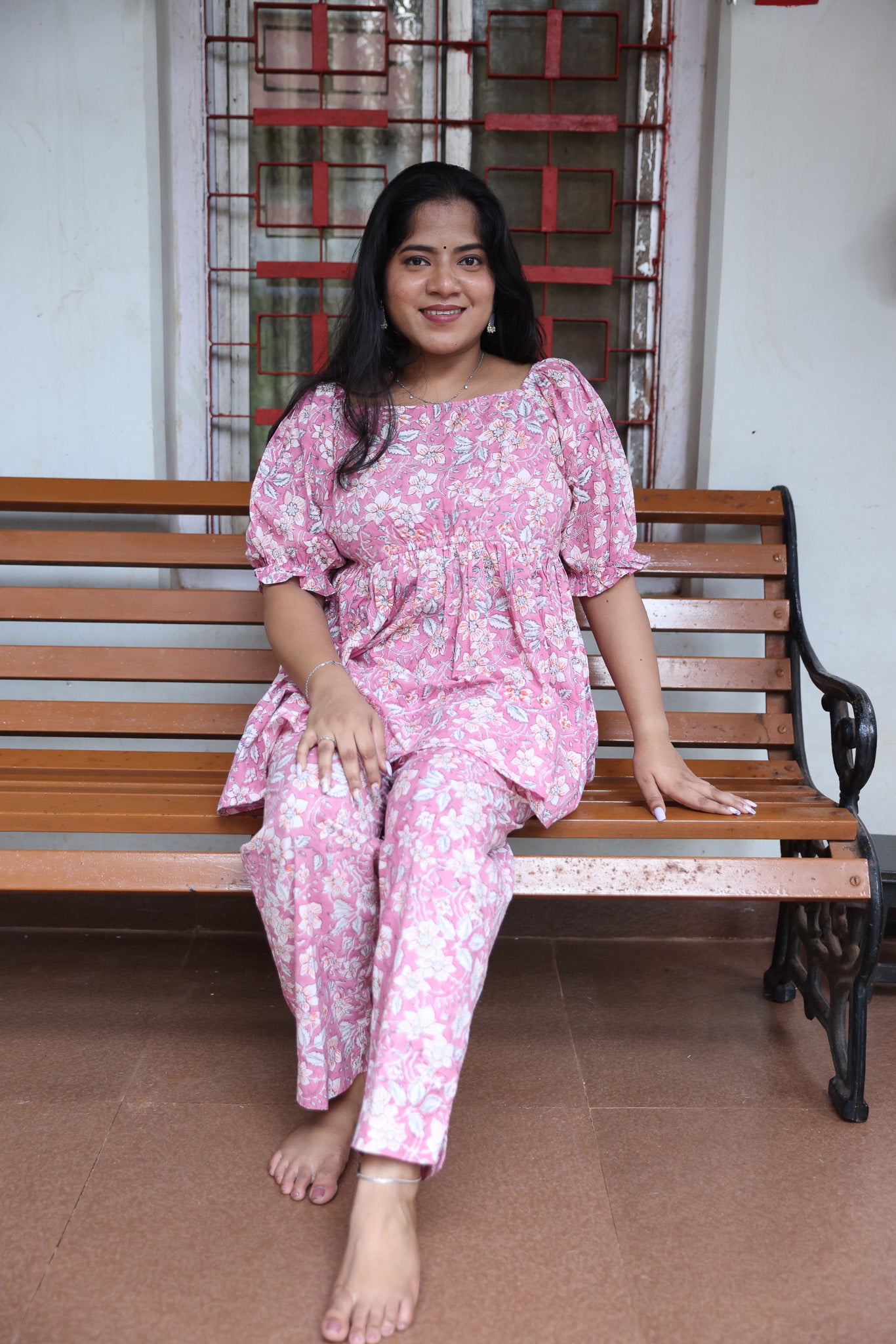 Light Pink Block Printed Cotton Co-ord Set