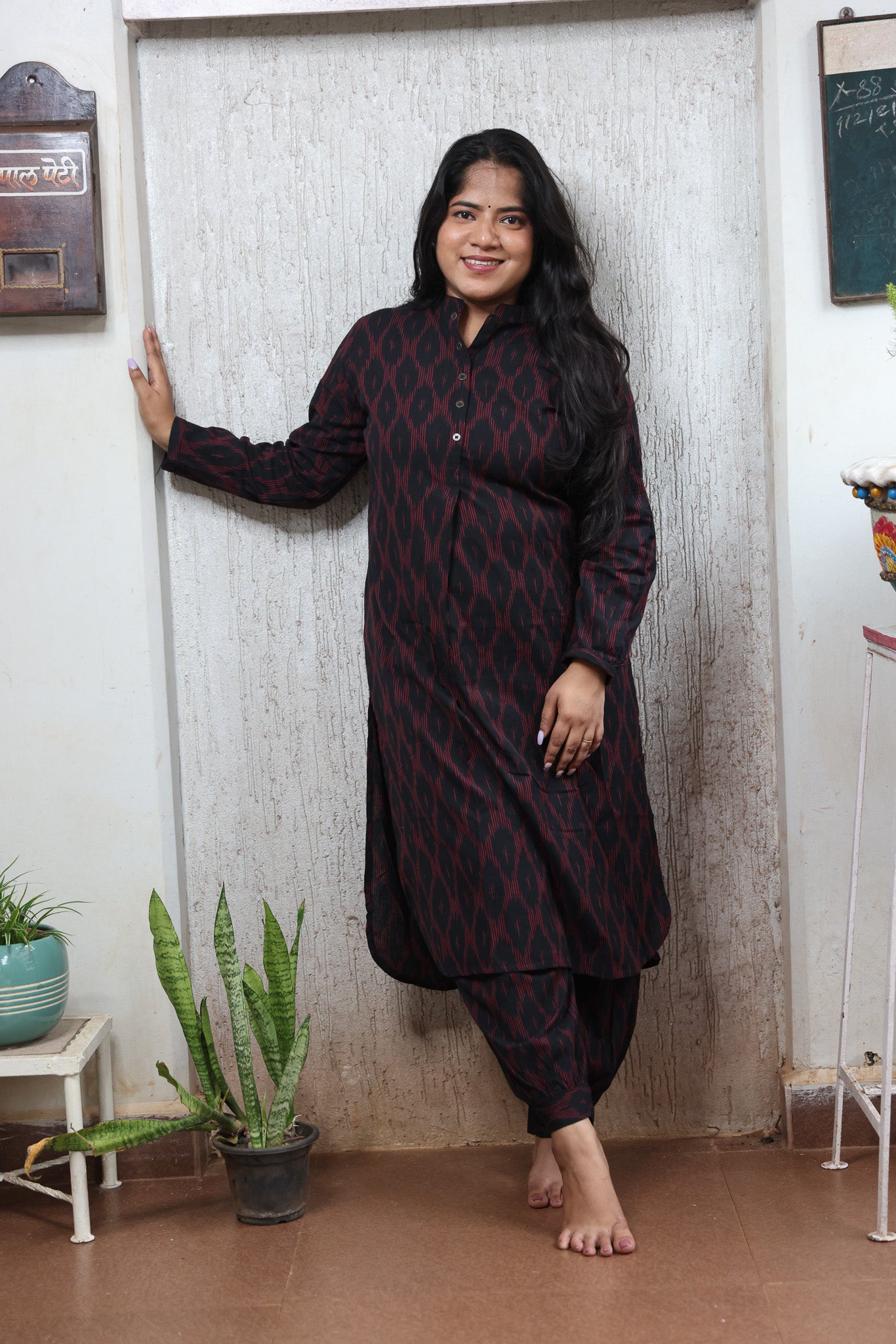 Black Ikkat Co-Ord Set