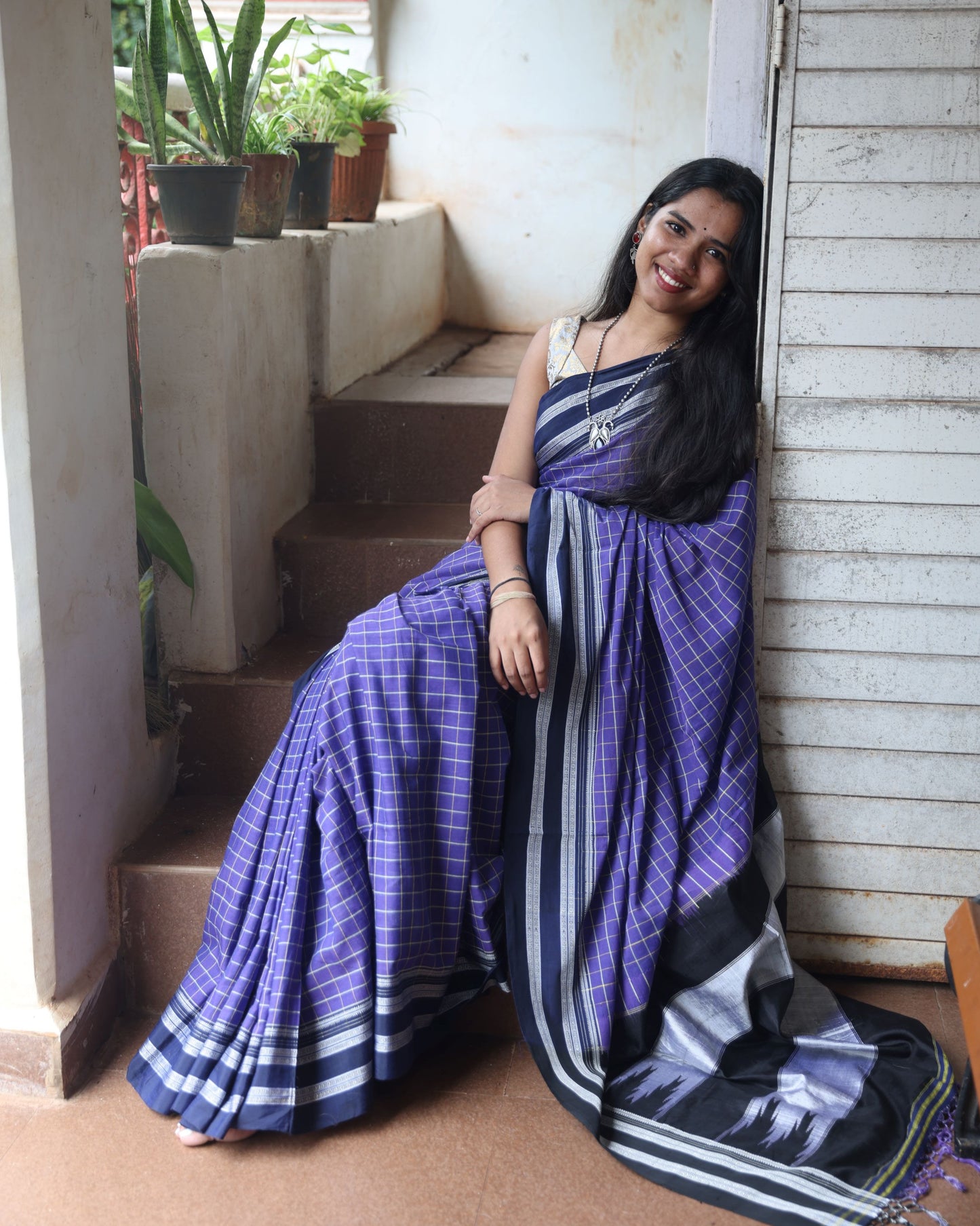 Slate Violet Ilkal Saree