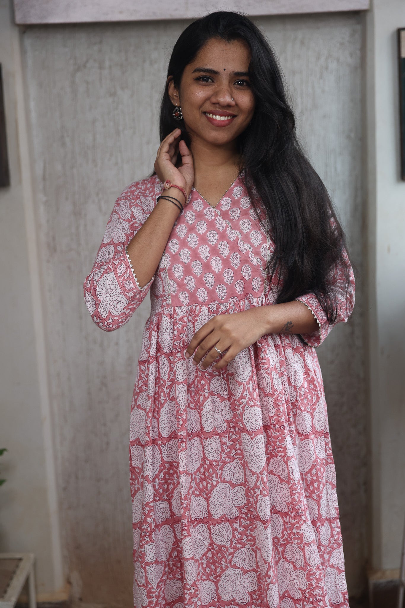 Baby Pink Block Printed Cotton Co-Ord Set