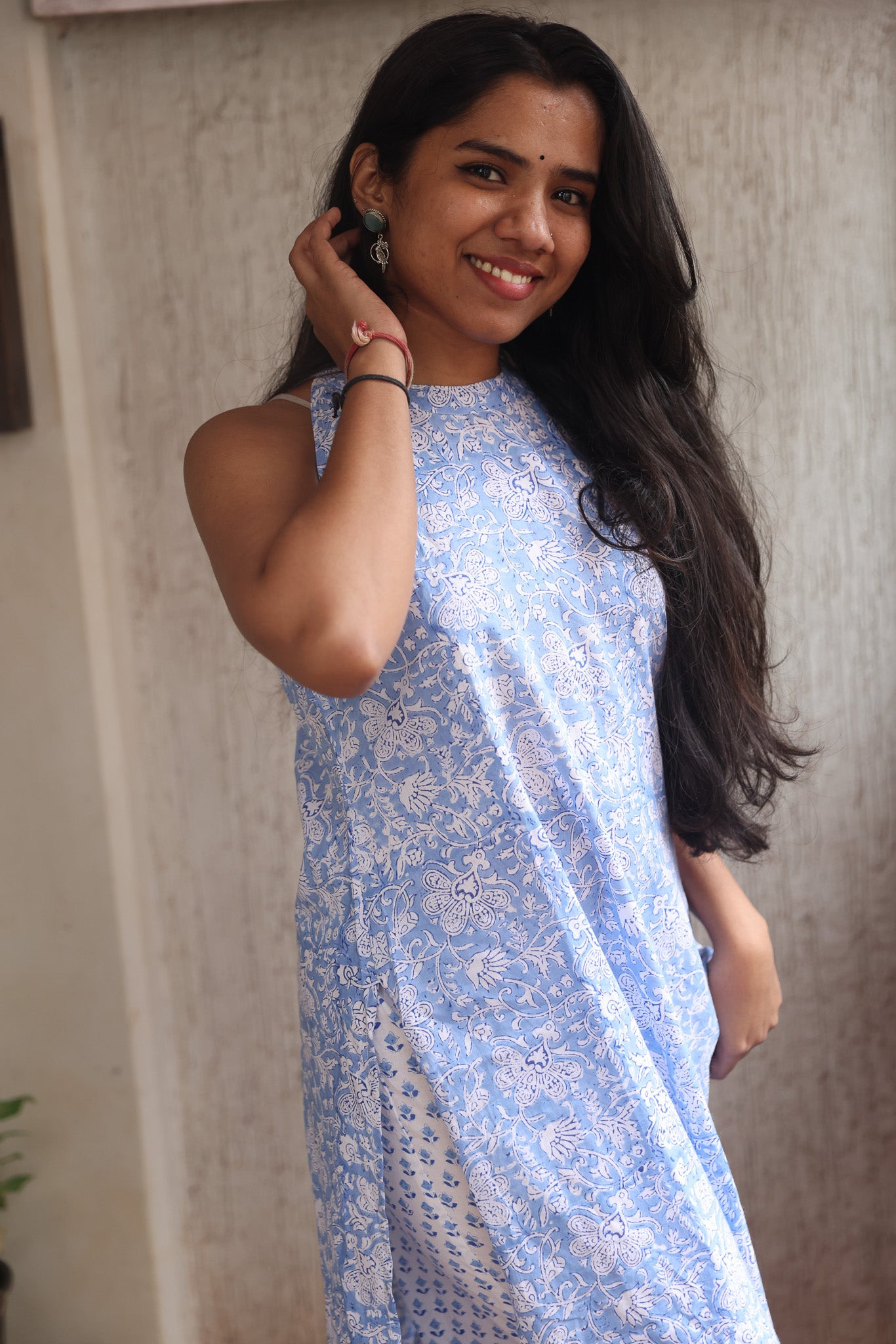 Sky Blue Block Printed Cotton Co-ord Set