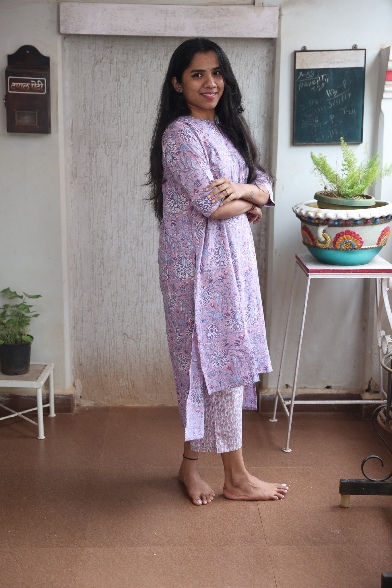 Lilac Block Printed Cotton Co-ord Set