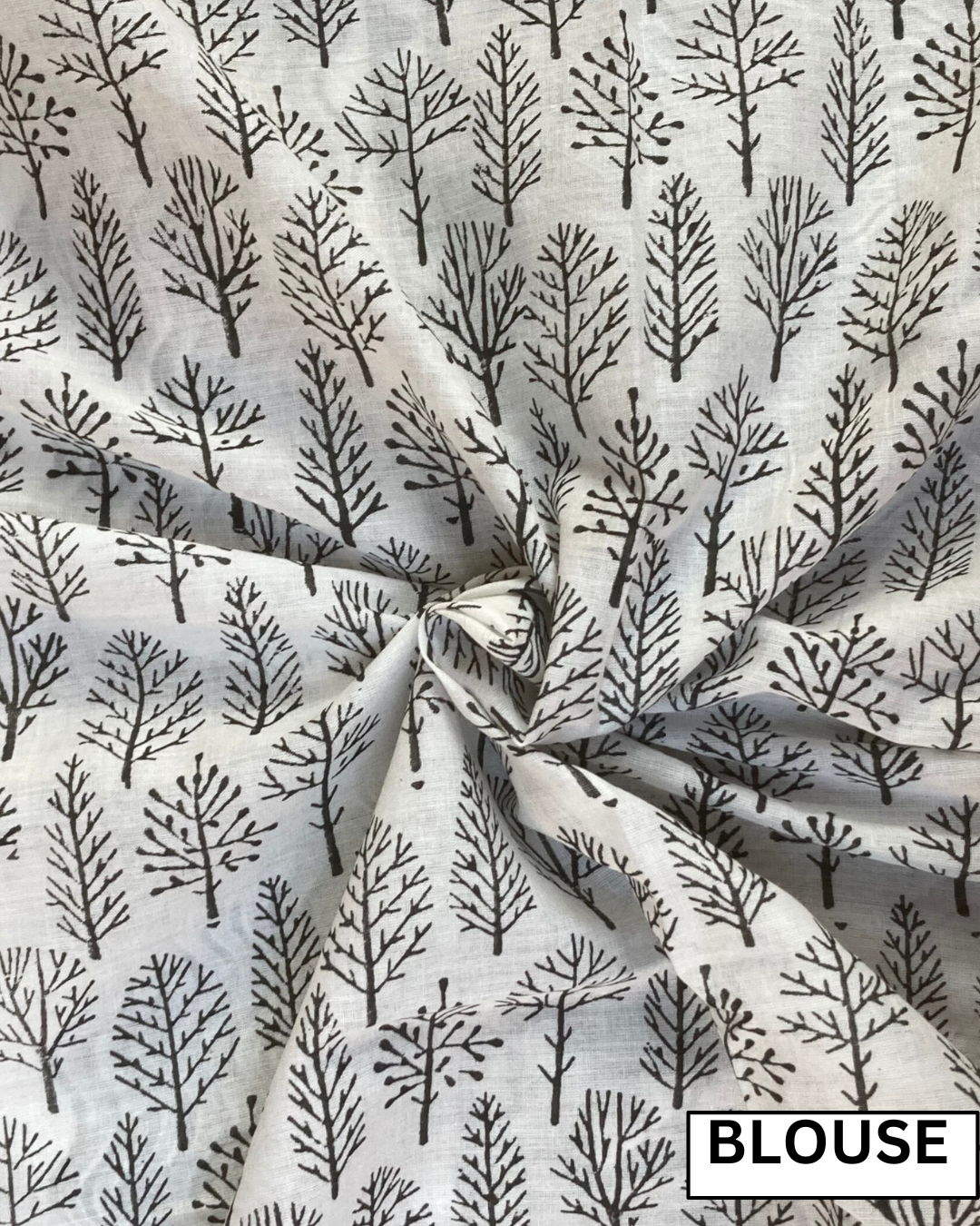 Cloud Block Printed Cotton Saree