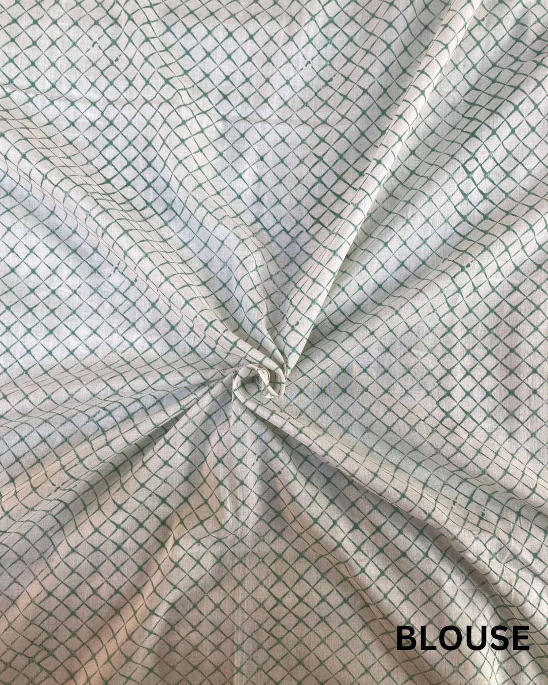 Pastel Green Block Printed Cotton Saree