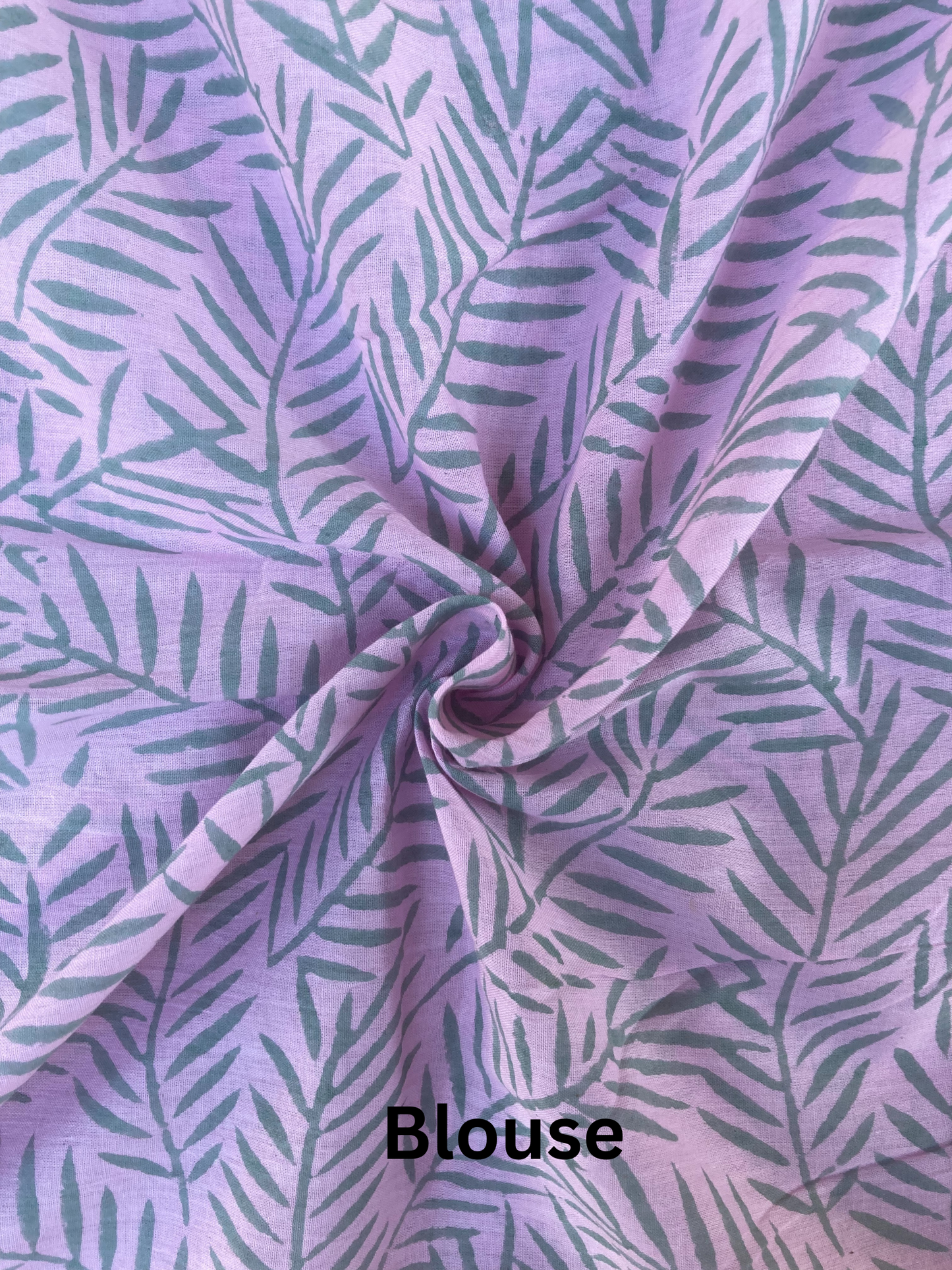 Baby Pink Block Printed Cotton Saree