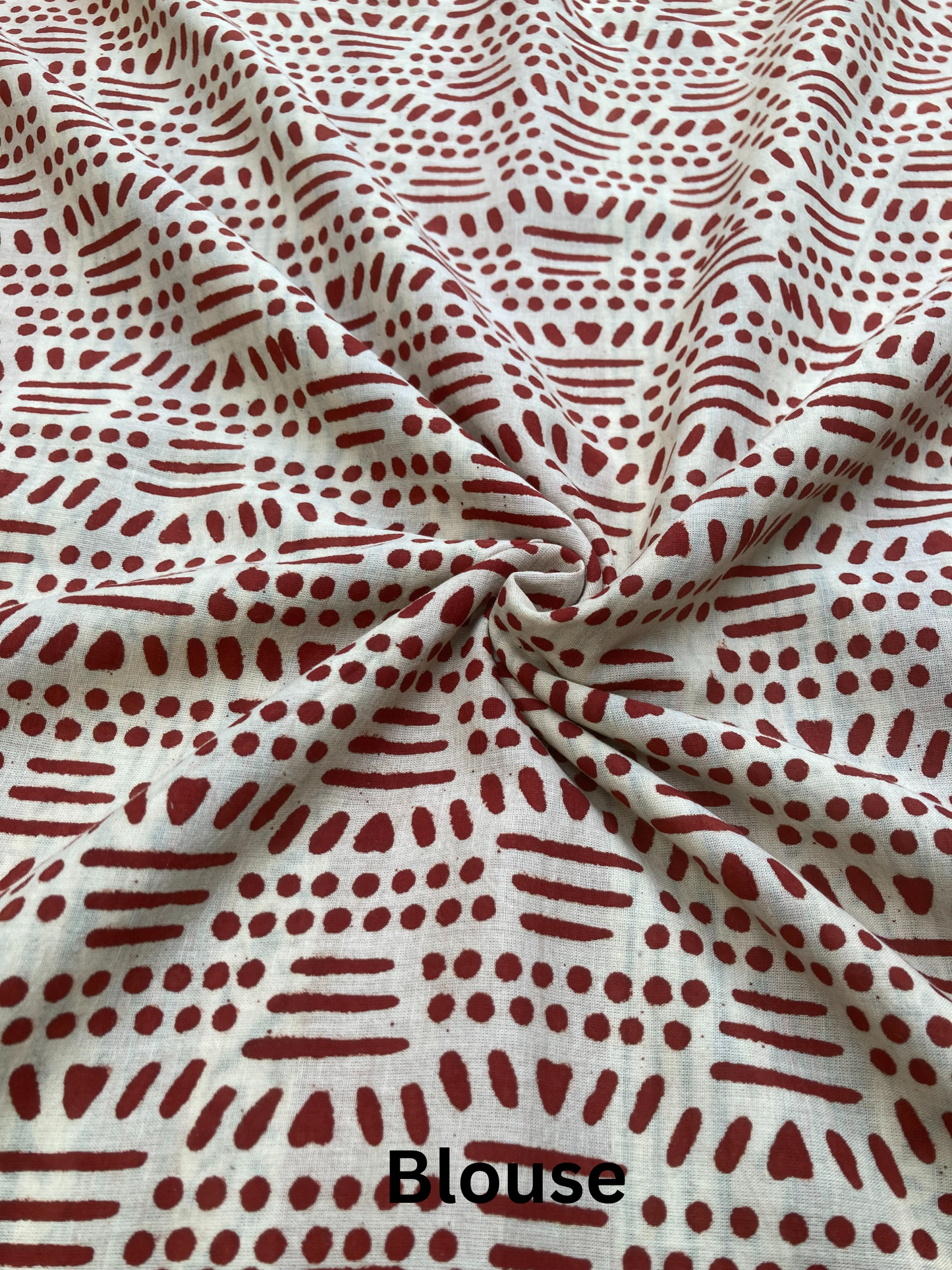 Maroon Block Printed Cotton Saree