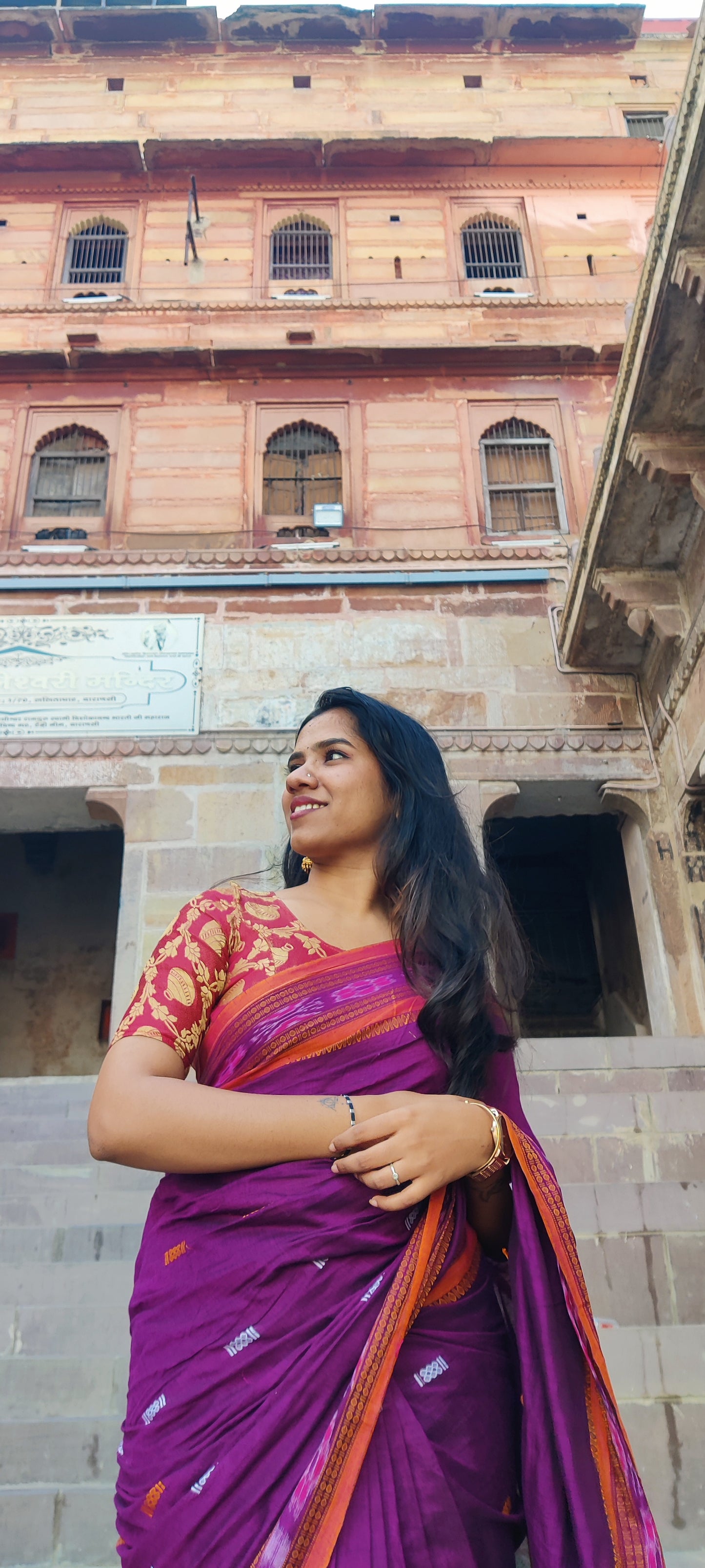 Plum Sambalpuri Ikkat Saree