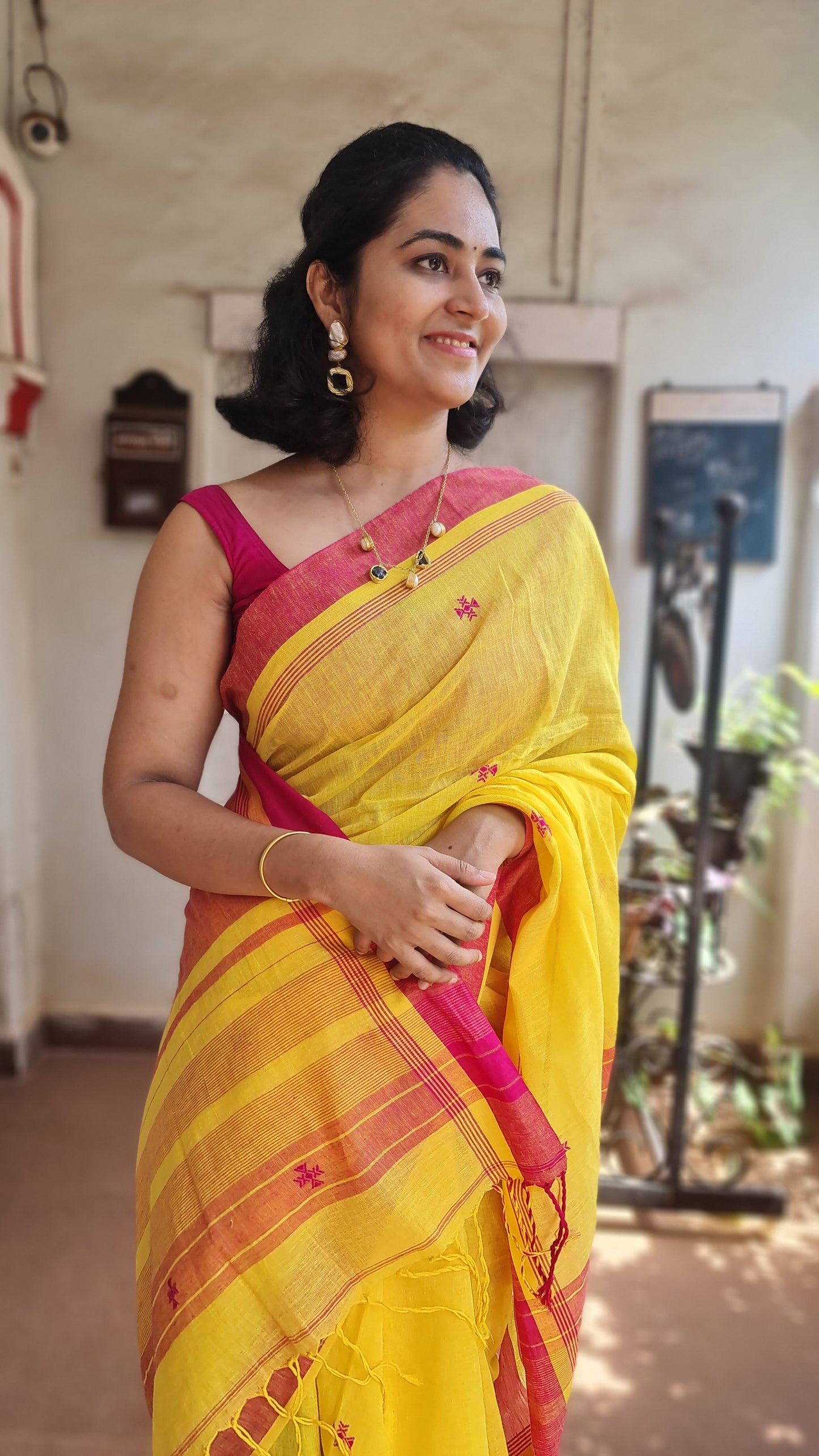 Amber Khadi Cotton Saree