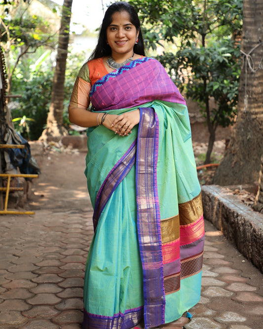Light Green Maanto Concept Saree
