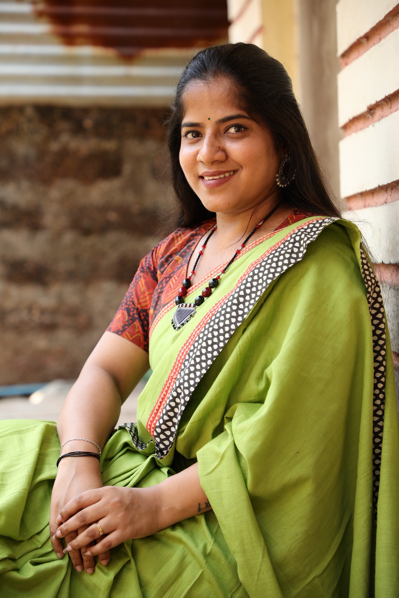 Light Green Maanto Concept Saree