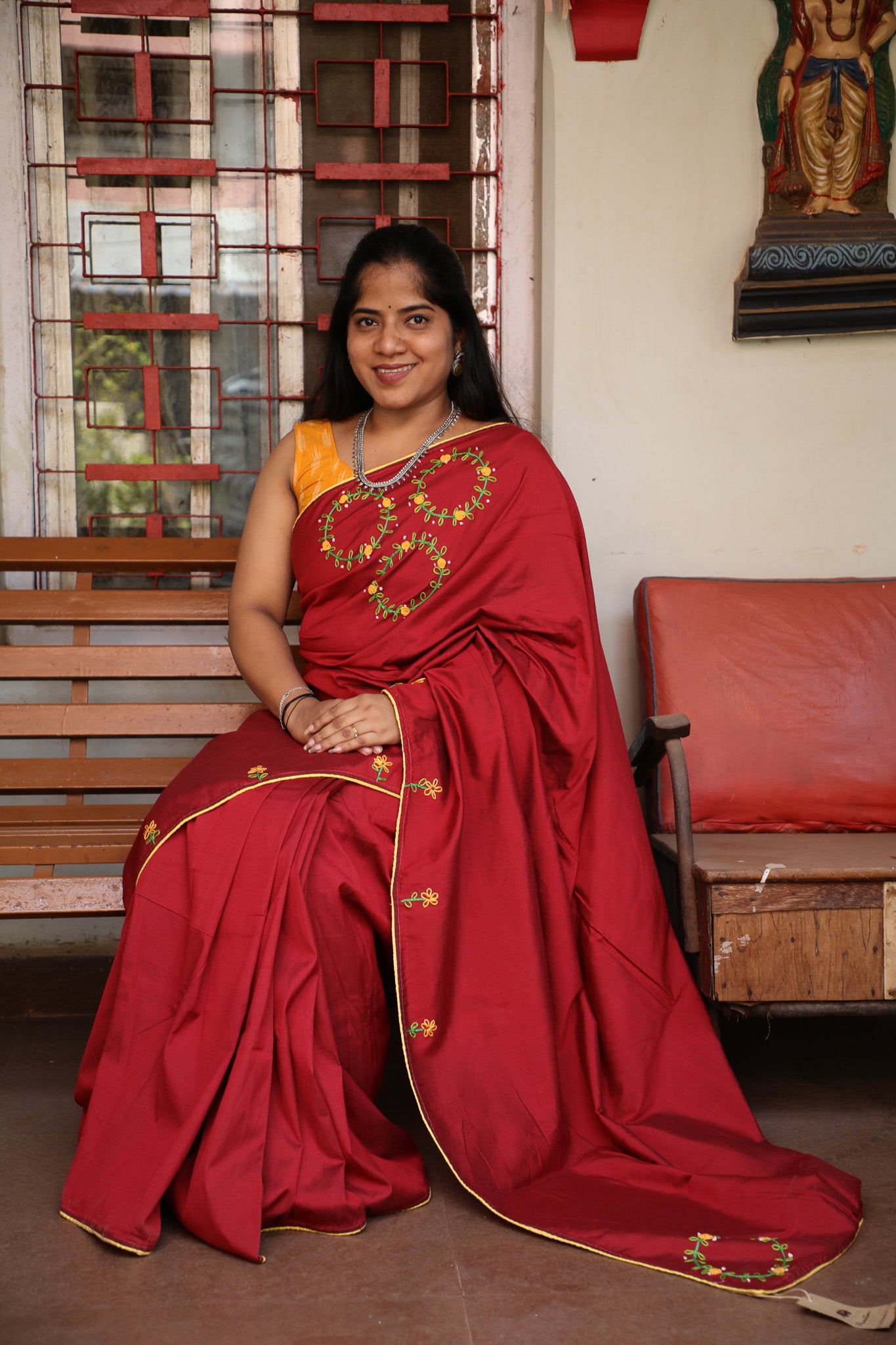 Dark Maroon Maanto Concept Saree