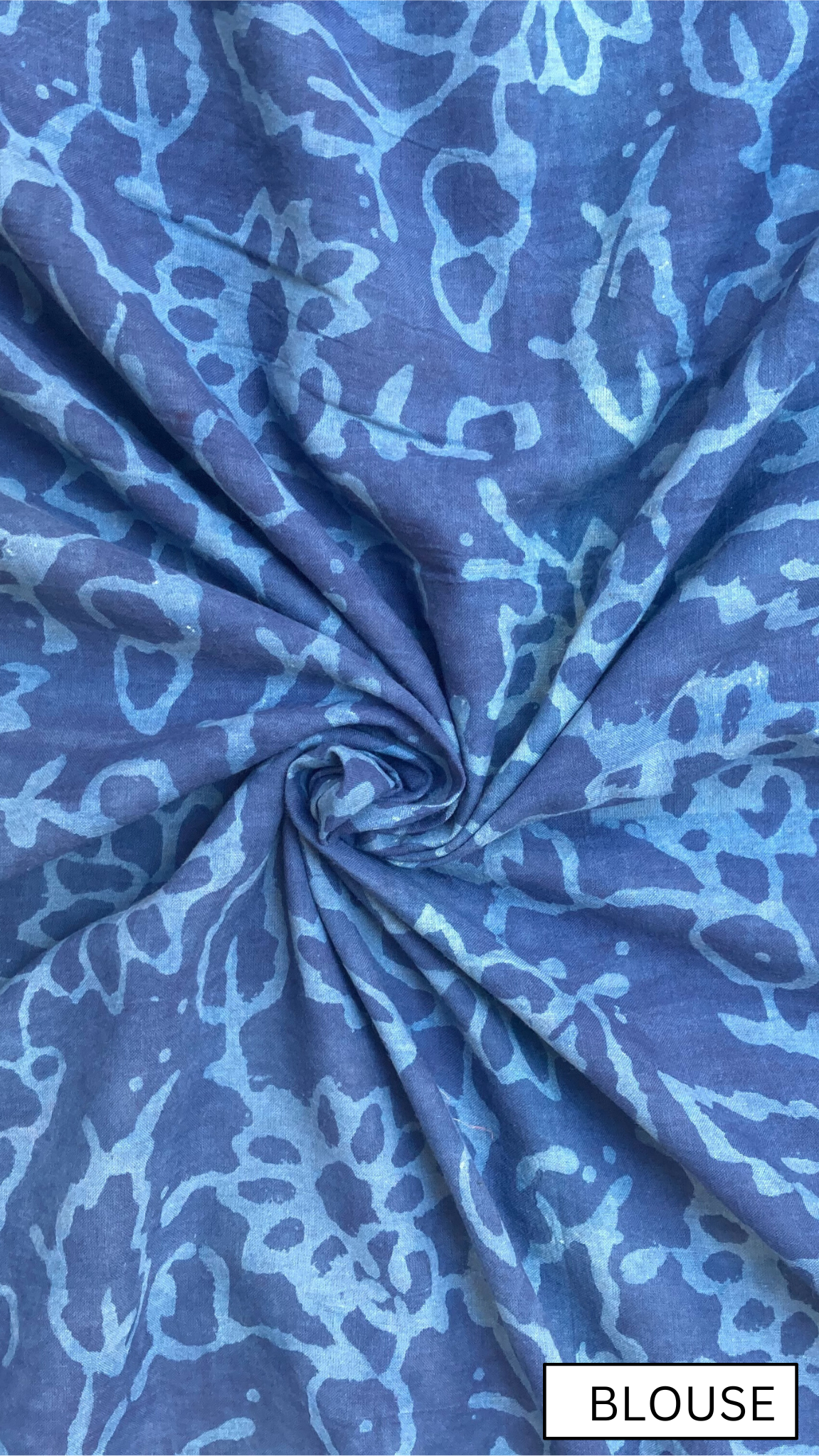 Indigo Block Printed Cotton Saree