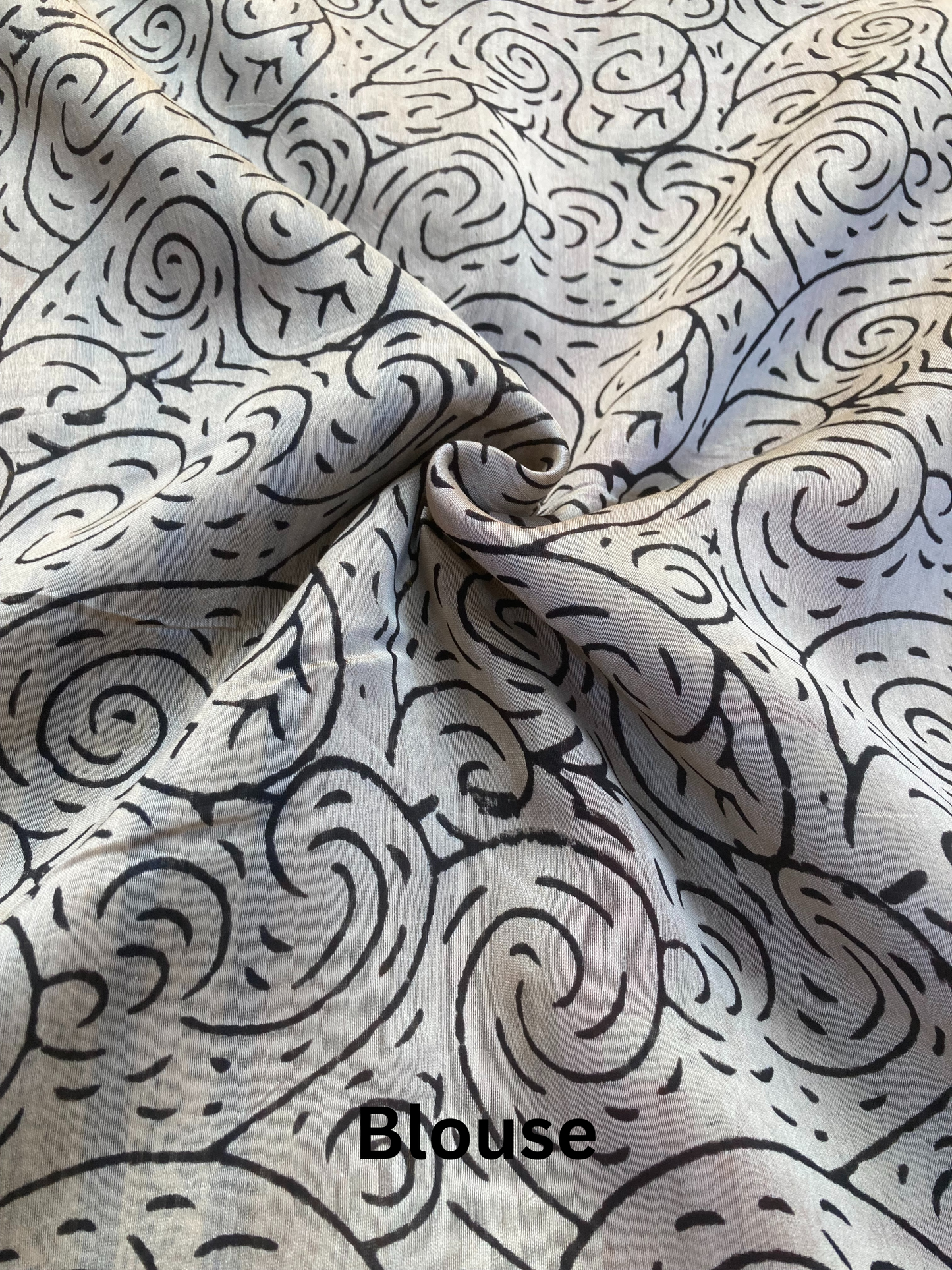 Dark Green Block-Printed Chanderi Saree